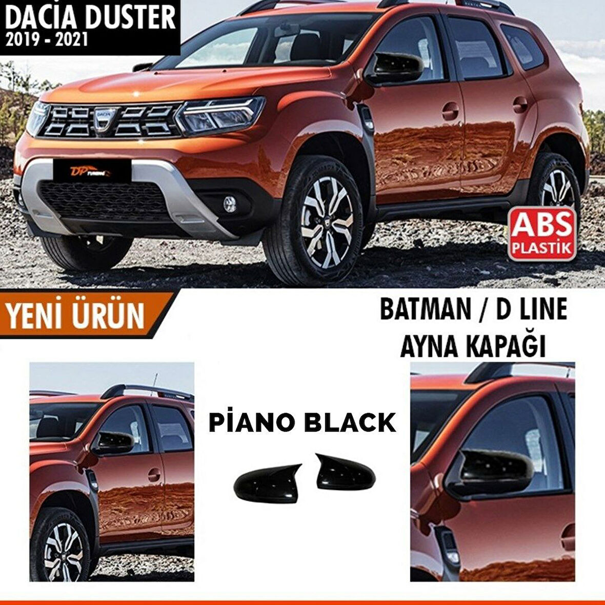 Dacia Duster 2019-2021 Batman Yarasa Ayna Kapağı Sinyalli Piano Black