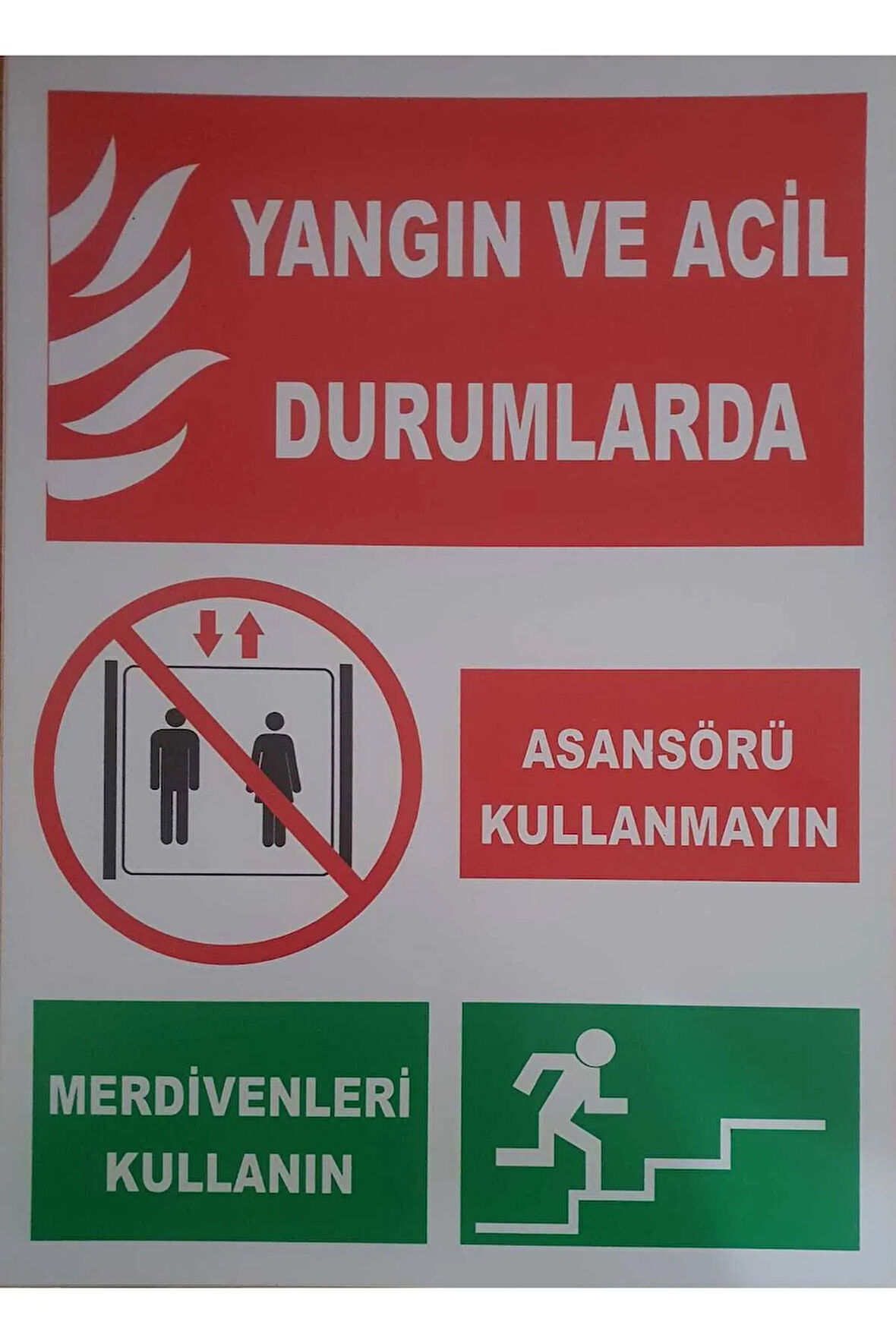 Yangın Ve Acil Durumlarda Uyarı Levhası
