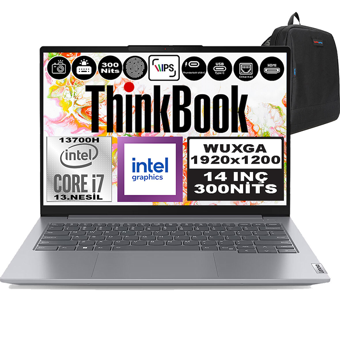 Lenovo Thinkbook 14 G6 Irl Intel Core I7 13700H 80GB Ddr5 1tb SSD 14" Wuxga 300NITS IPS Windows 11 Home Taşınabilir Bilgisayar 21KG004NTRH27 + Zetta Çanta