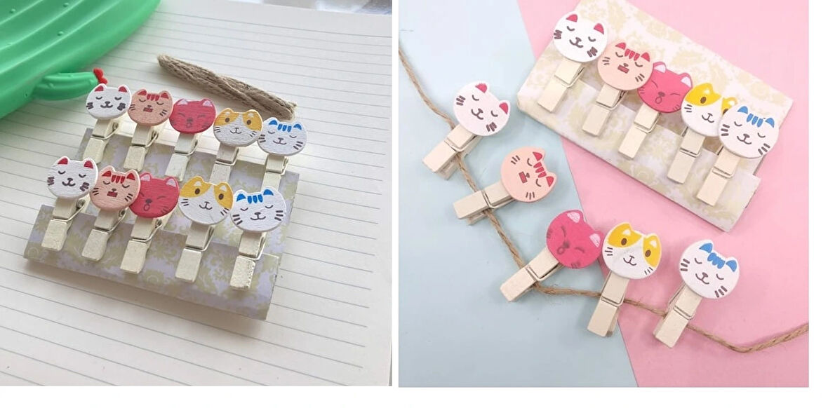 İpli Mandallı Kedili Fotoğraf Albümü Kedi Kafası Şekilli Mandal