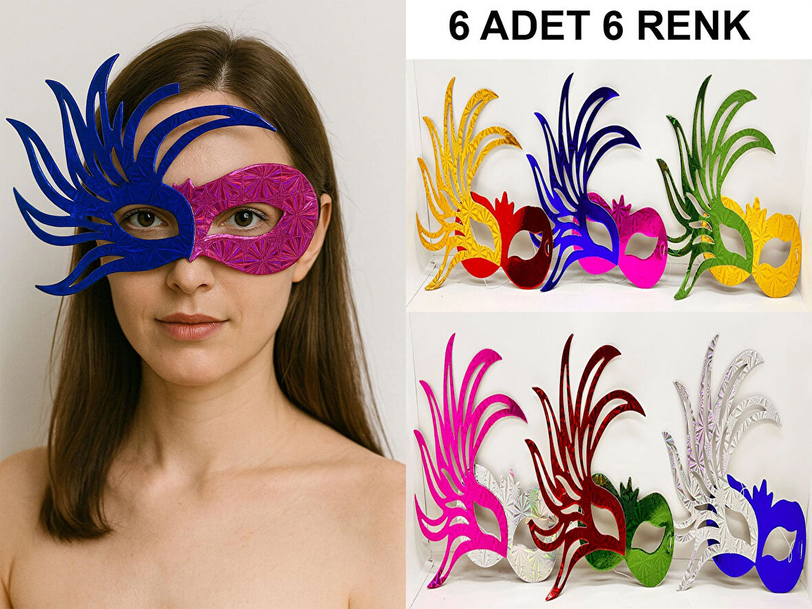 6&#39;lı Renkli Balo Maskesi Seti | Karton & Lastikli (yetişkin-çocuk Uyumlu)