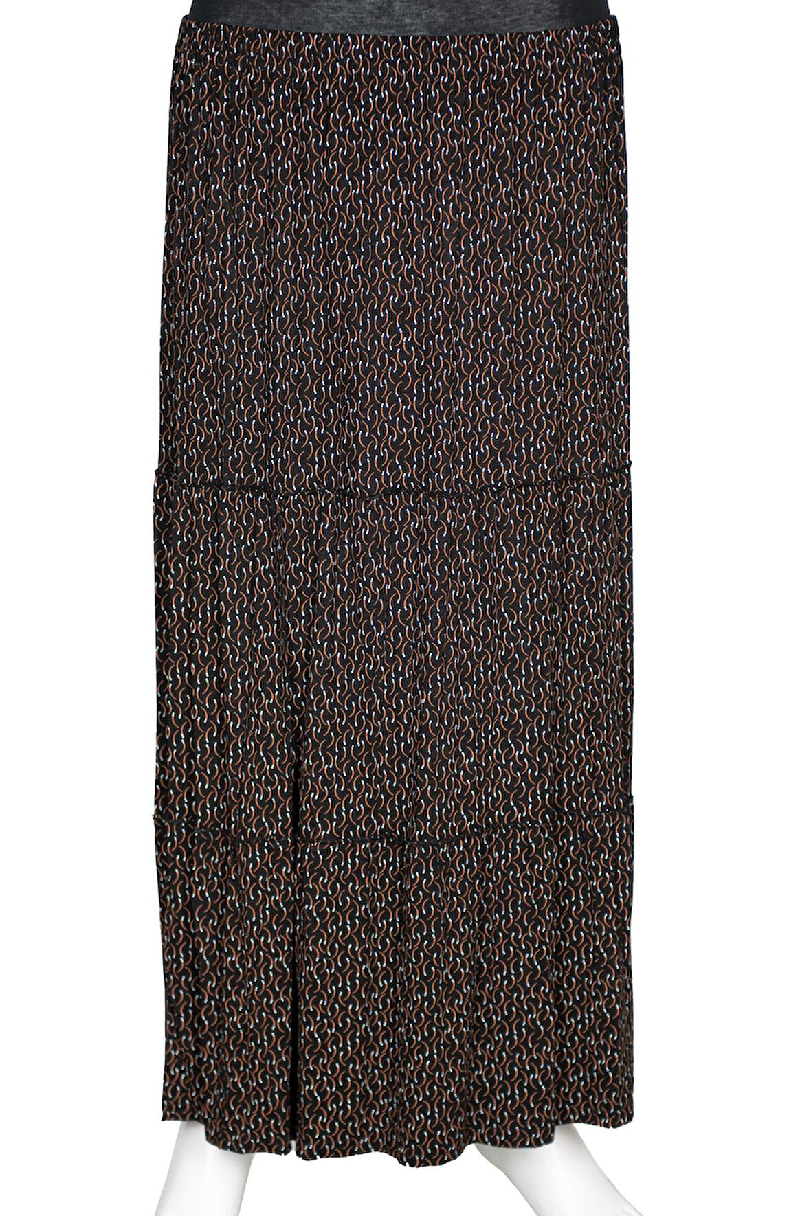 Hesna Kadın Nursel Lastikli 3 Kat Astarsız Siyah Penye Etek D42