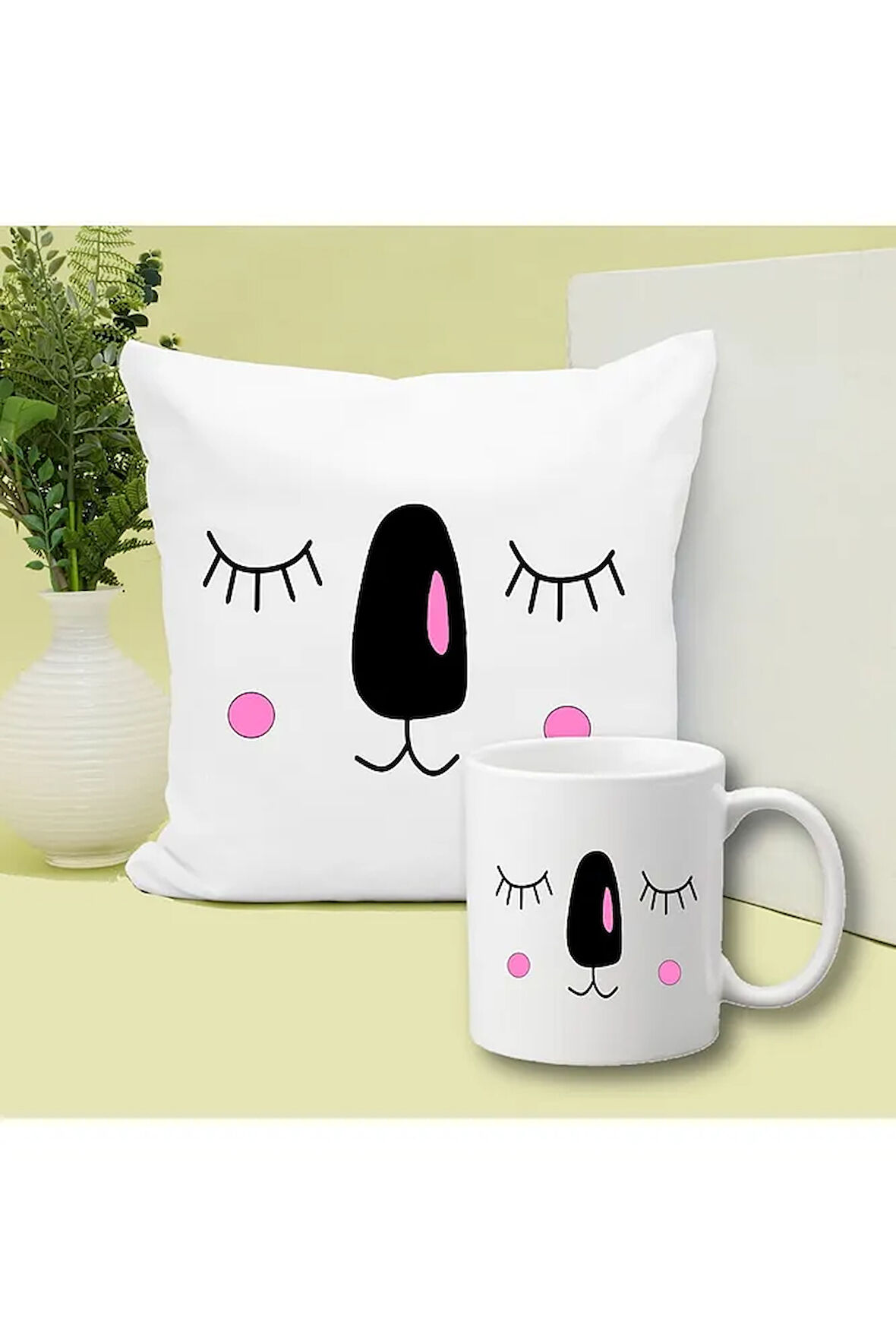 Ponçik Koala Baskılı Kupa ve Yastık Hediyelik Set Arkadaşa Hediye