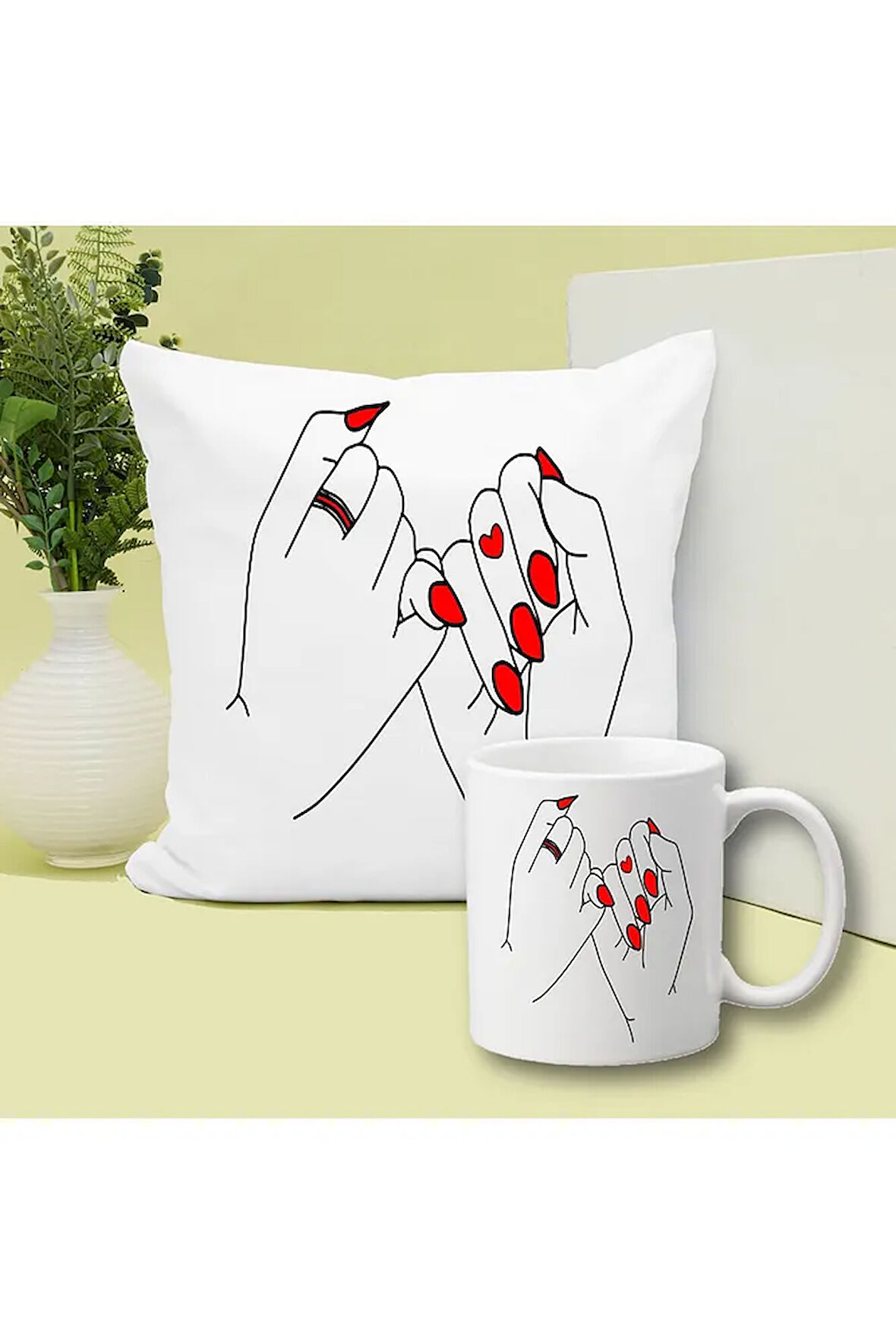 Can Cana Dostluk Baskılı Kupa ve Yastık Hediyelik Set Arkadaşa Hediye