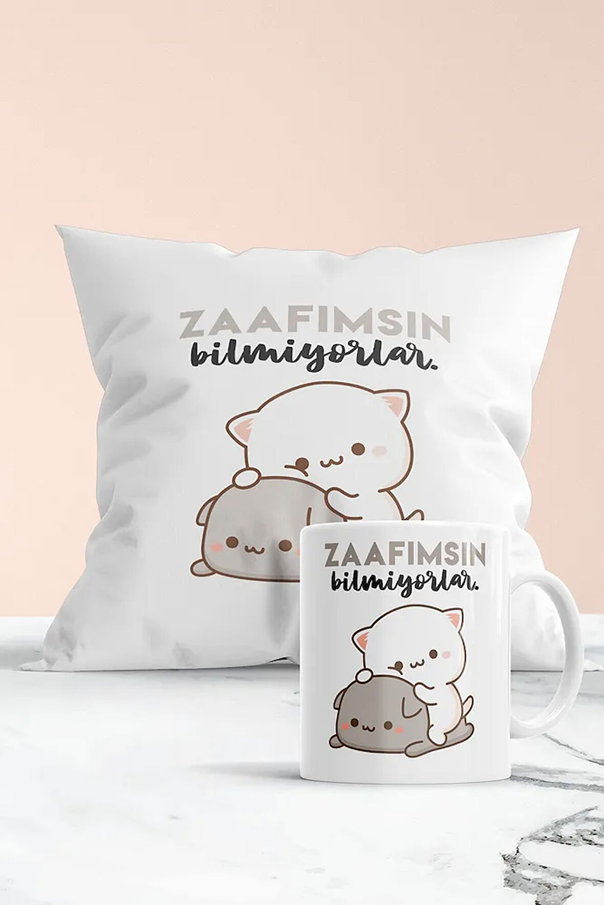 Zaafımsın Bilmiyorlar Baskılı Hediyelik Yastık Ve Kupa Seti