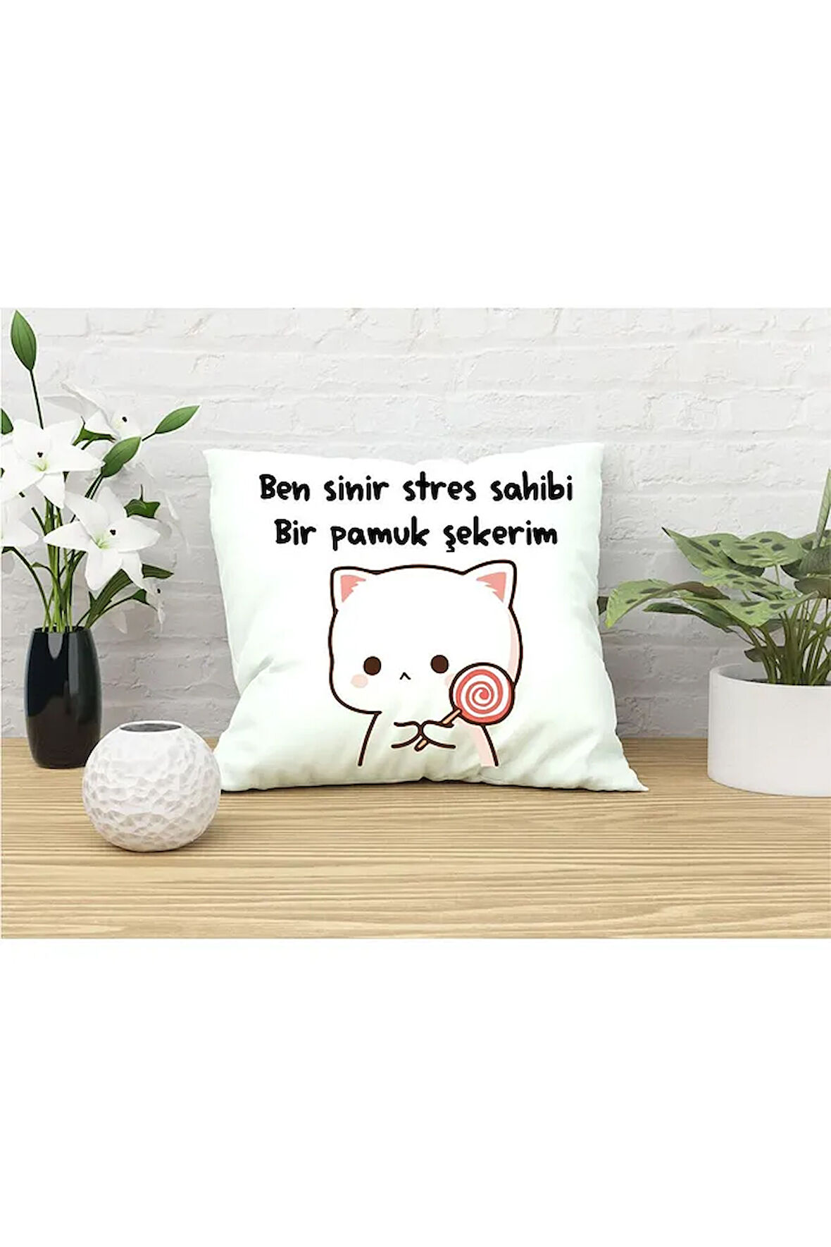 Ben Sinir Stres Sahibi Bir Pamuk Şekerim Tasarımlı Yastık