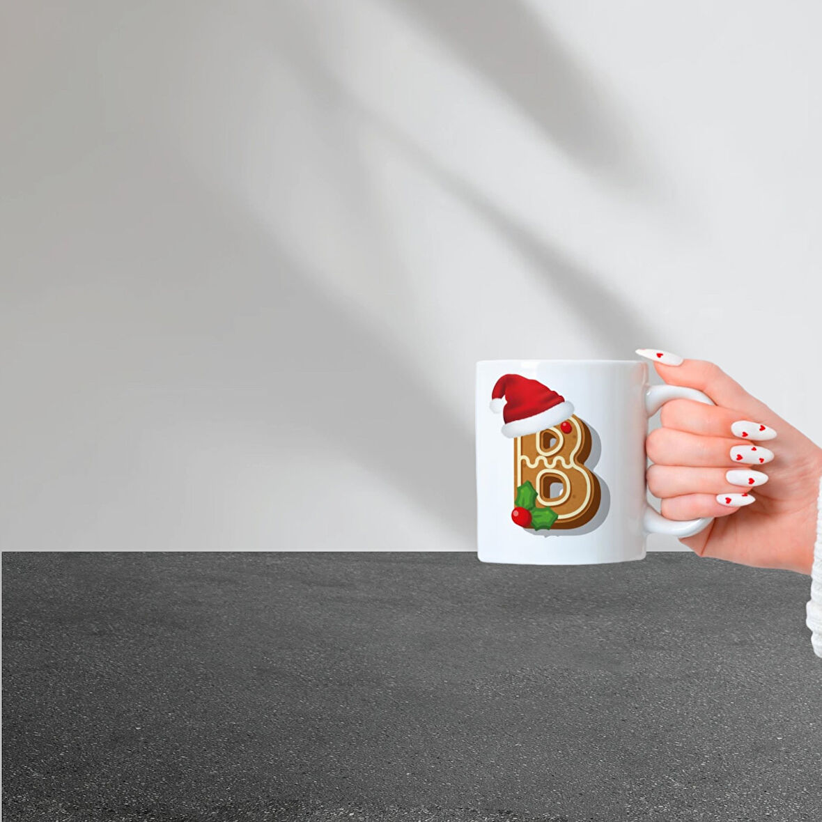 Hediyemi Kurabiye B Harfli Baskılı Kupa Bardak