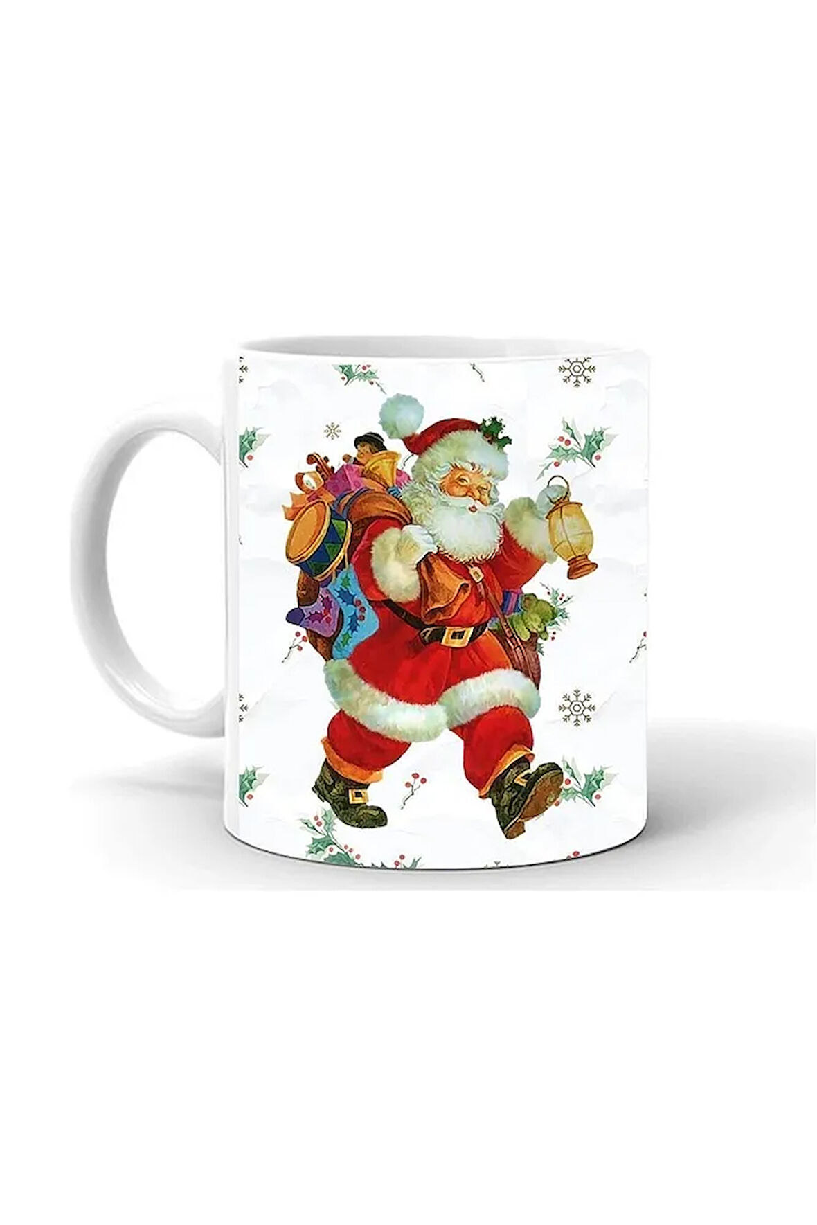 Yılbası Noel Temalı Baskılı Seramik Beyaz Kupa