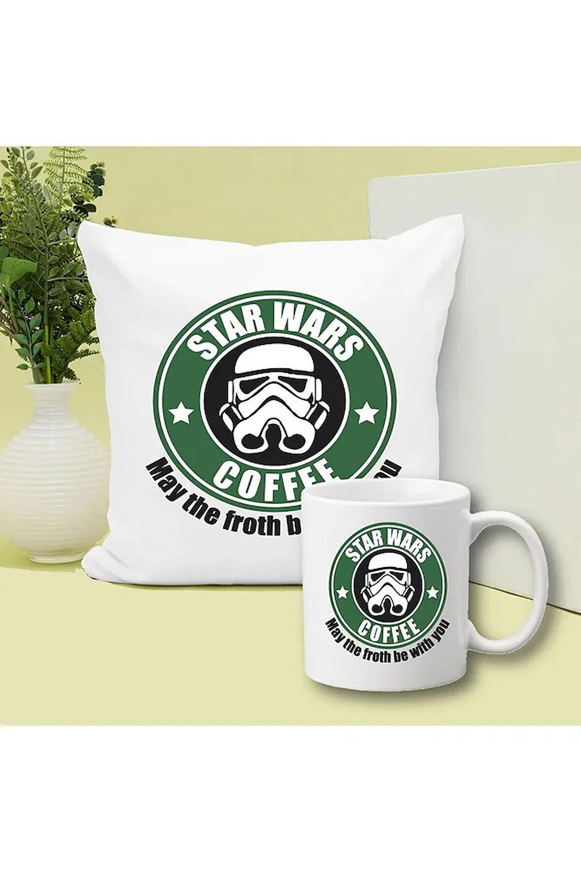 Star Wars Baskılı Kupa ve Yastık Hediyelik Set Arkadaşa Hediye