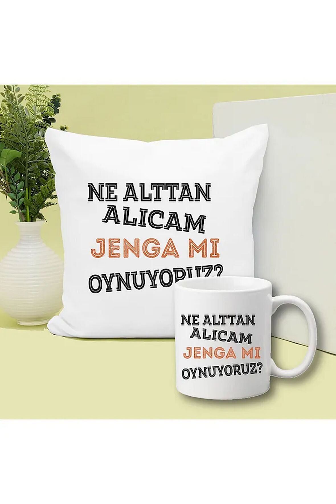 Alttan Almam Baskılı Kupa ve Yastık Hediyelik Set Arkadaşa Hediye