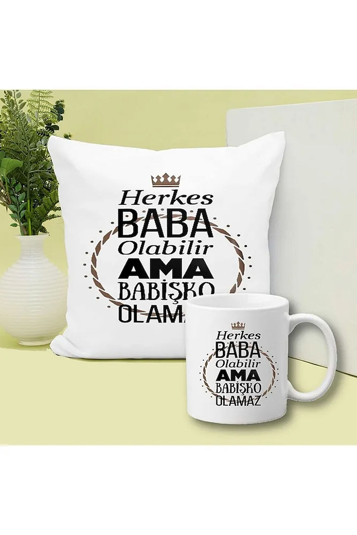 Babişko Baskılı Kupa ve Yastık Hediyelik Set Arkadaşa Hediye