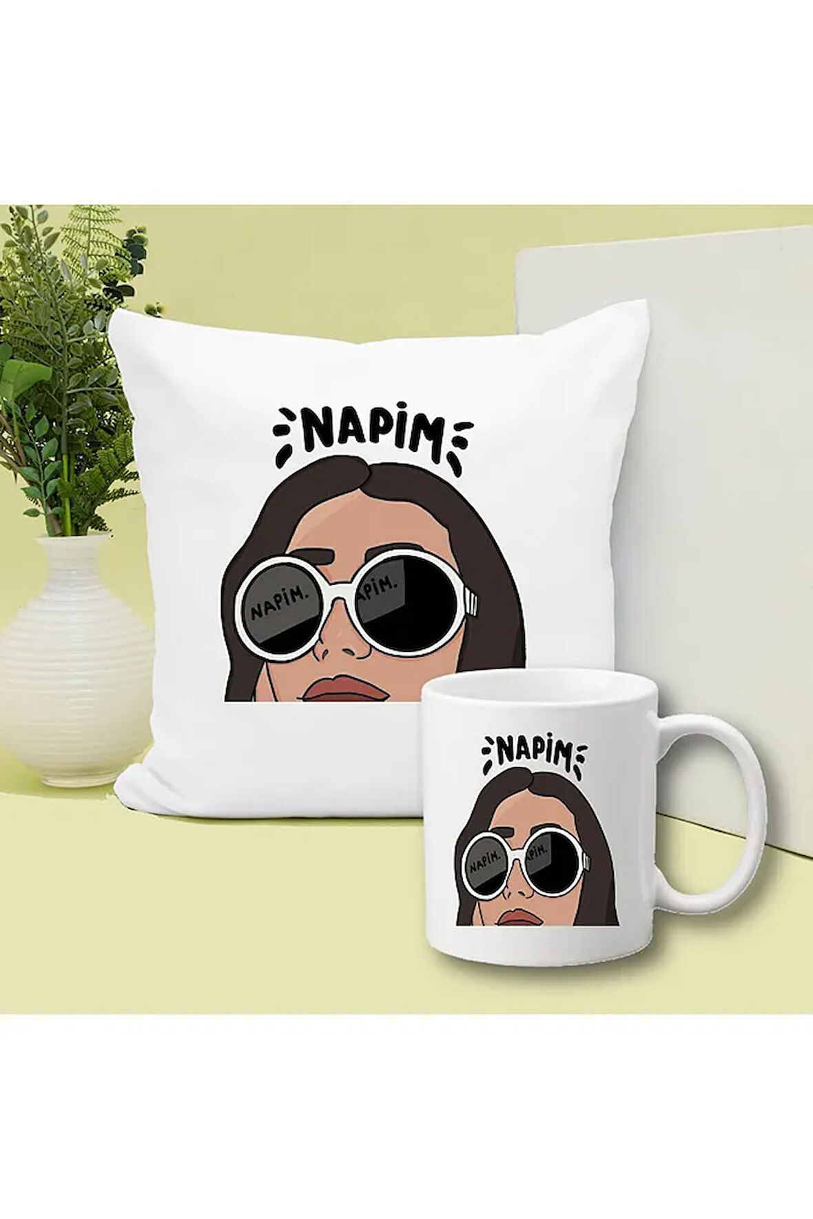 Napim Cool Baskılı Kupa ve Yastık Hediyelik Set Arkadaşa Hediye
