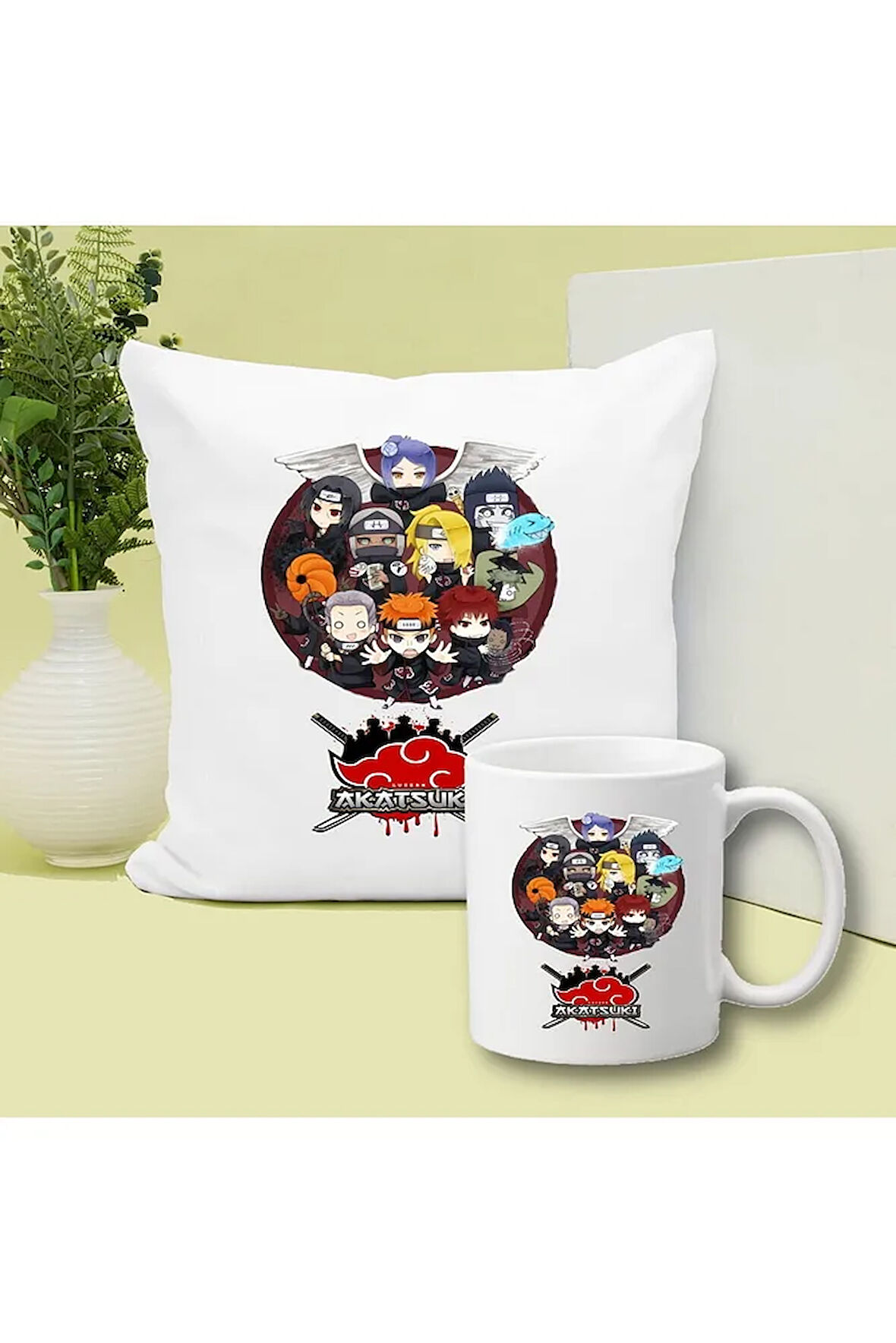 Akatsuki Anime Baskılı Kupa ve Yastık Hediyelik Set Arkadaşa Hediye