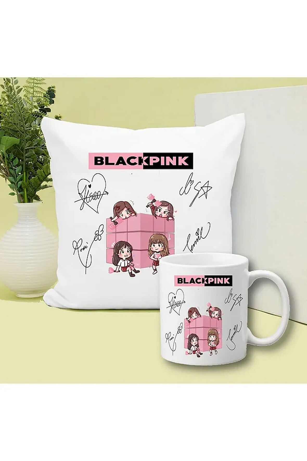Blackpink Baskılı Kupa ve Yastık Hediyelik Set Arkadaşa Hediye