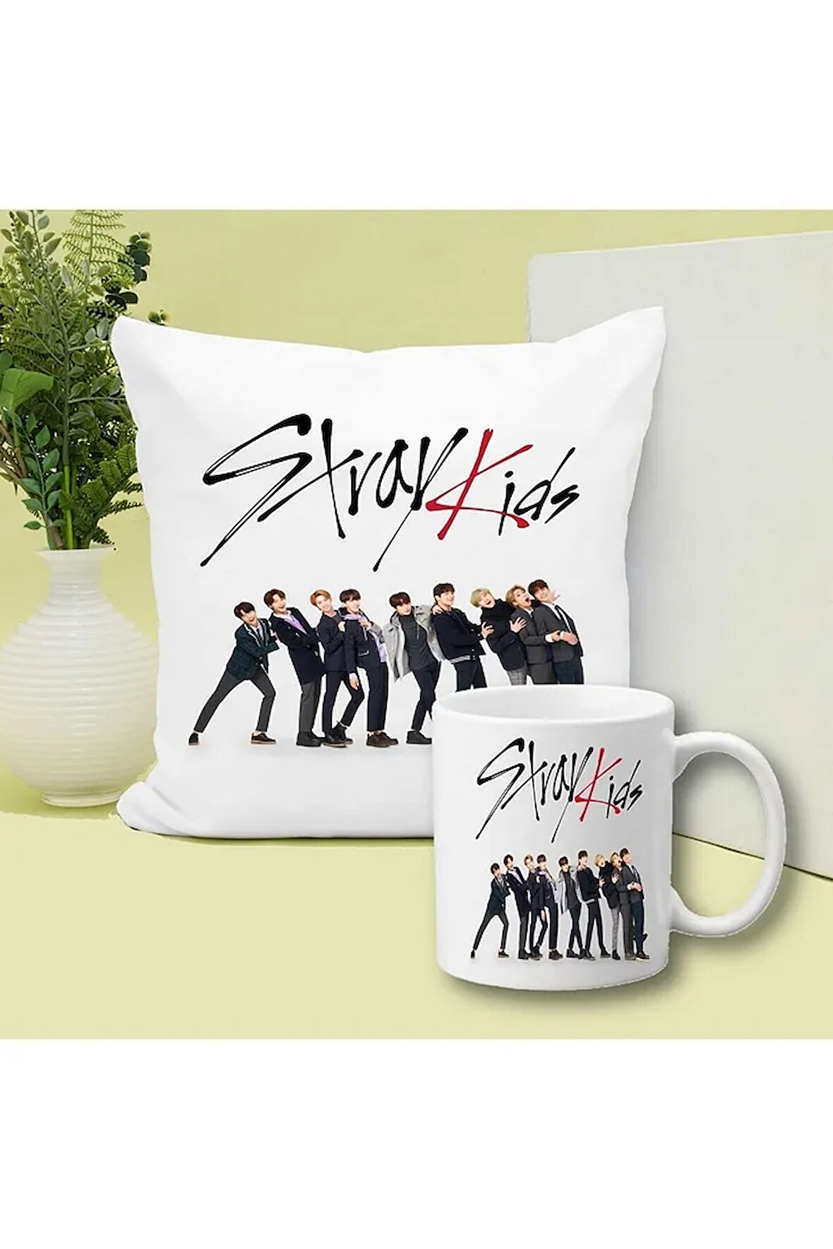 Stray Kids Baskılı Kupa ve Yastık Hediyelik Set Arkadaşa Hediye