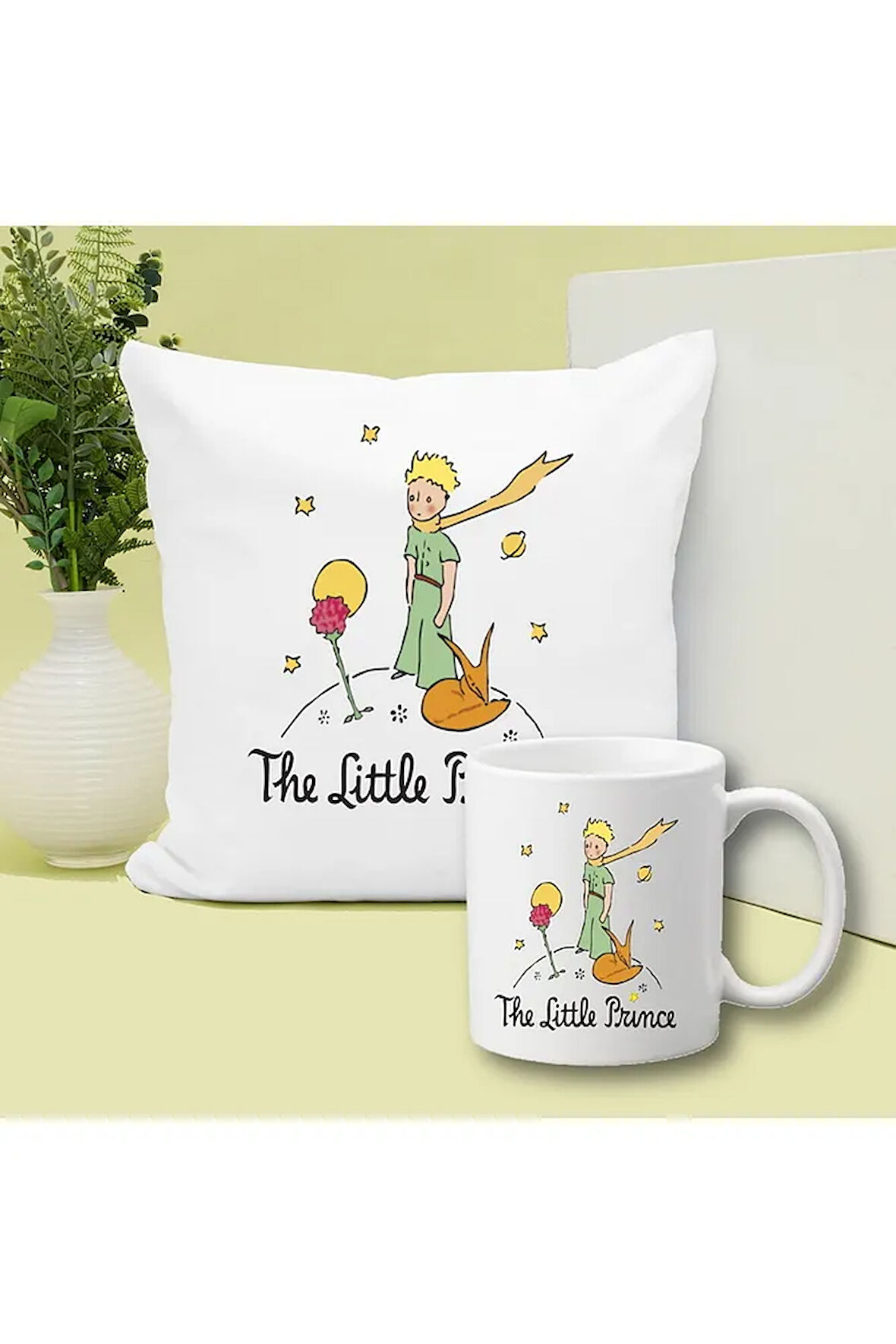 Küçük Prens ve Tilki Baskılı Kupa ve Yastık Hediyelik Set Arkadaşa Hediye