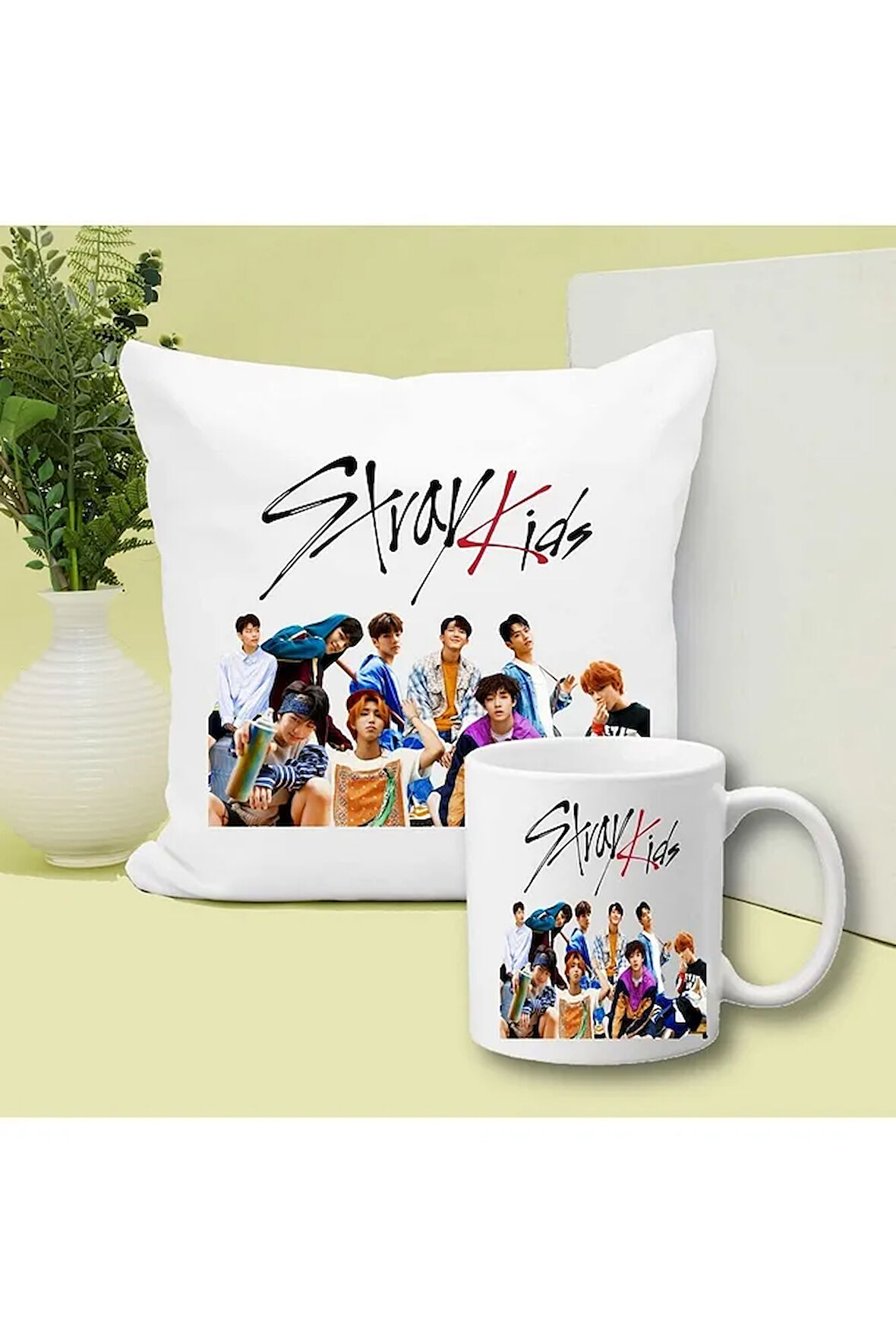 Stray Kids Baskılı Kupa ve Yastık Hediyelik Set Arkadaşa Hediye