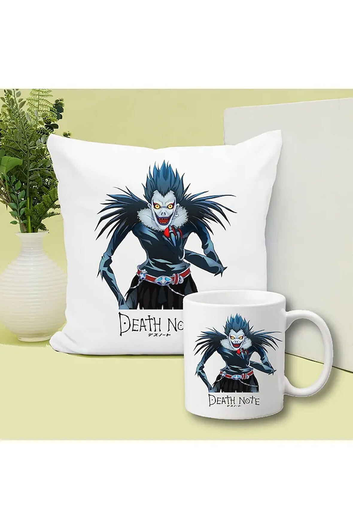 Deat Note Ryuk Anime Baskılı Kupa ve Yastık Hediyelik Set Arkadaşa Hediye