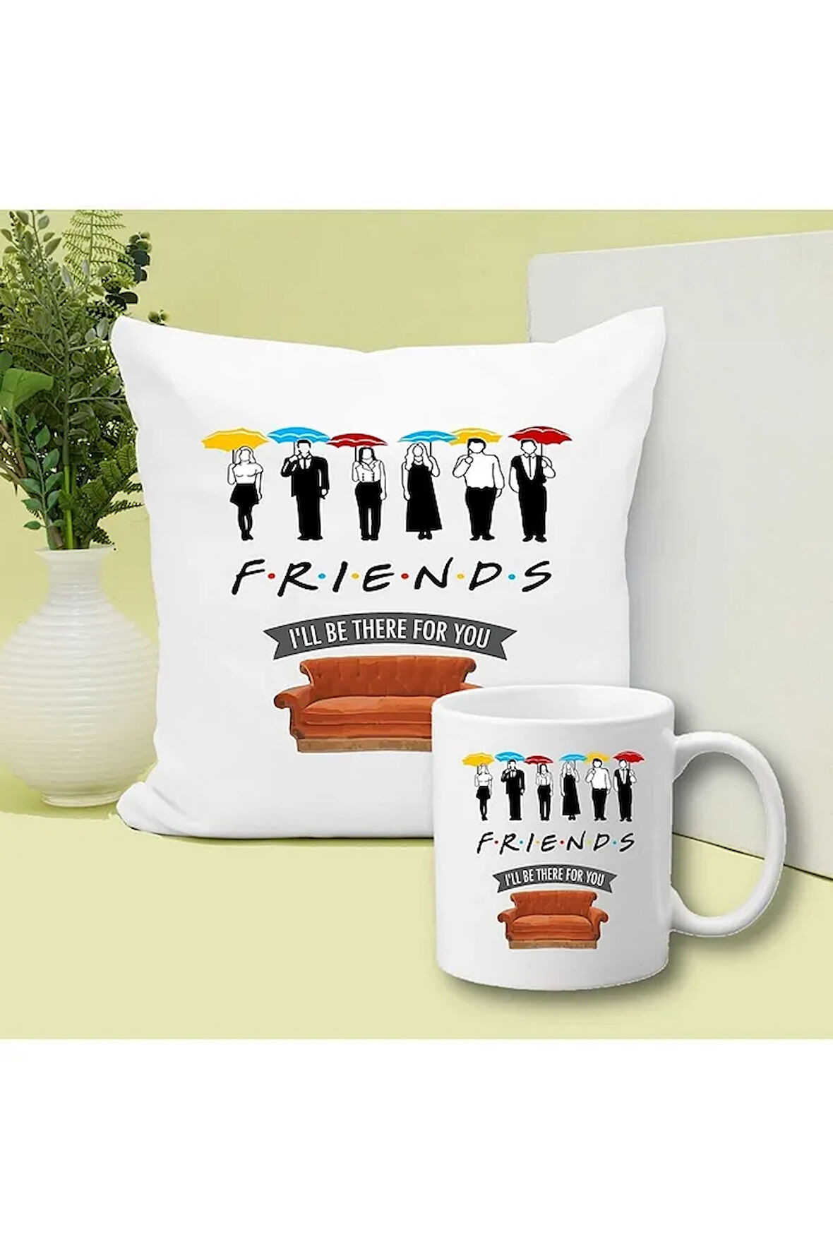 Friends Baskılı Kupa ve Yastık Hediyelik Set Arkadaşa Hediye