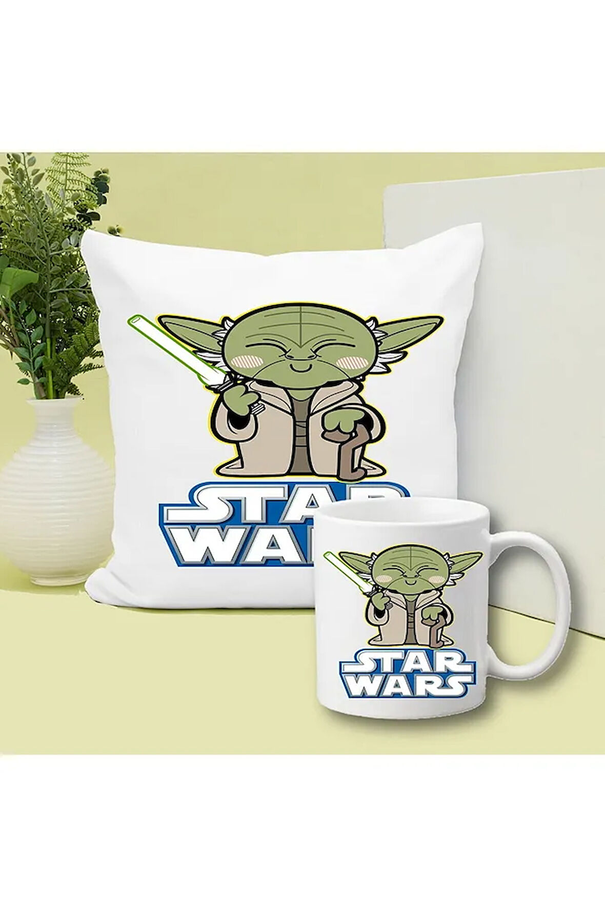 Star Wars Baskılı Kupa ve Yastık Hediyelik Set Arkadaşa Hediye