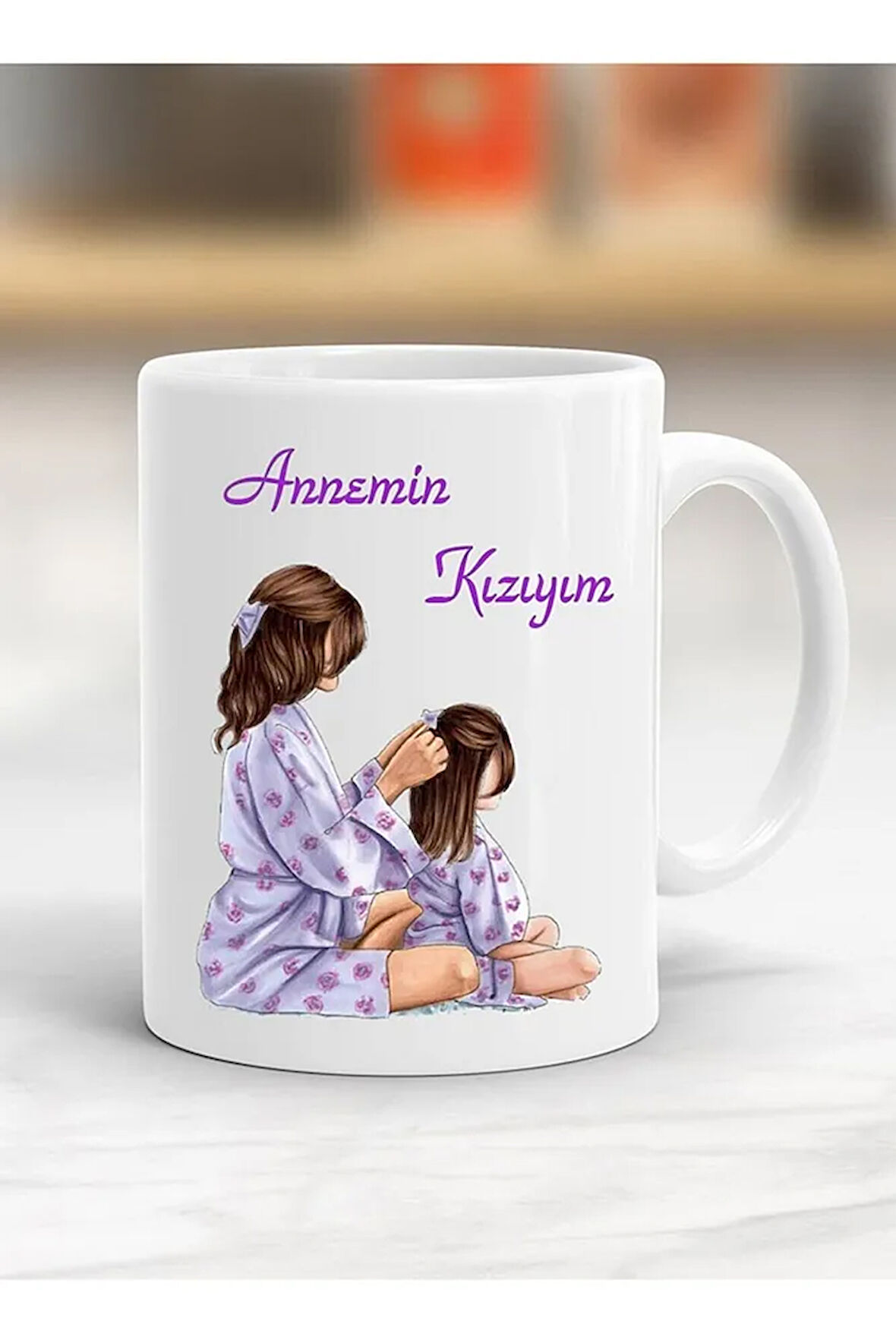 Annemin Kızıyım Yazılı Kupa Bardak - Resimli Kupa Bardak - Hediyelik Bardak - Bardak Baskı