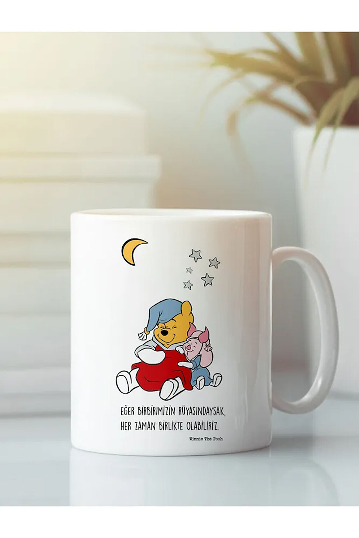 Beyaz Porselen Kupa Bardak Winnie The Pooh Aşk Dostluk Arkadaşlık Kardeşlik Sevgi