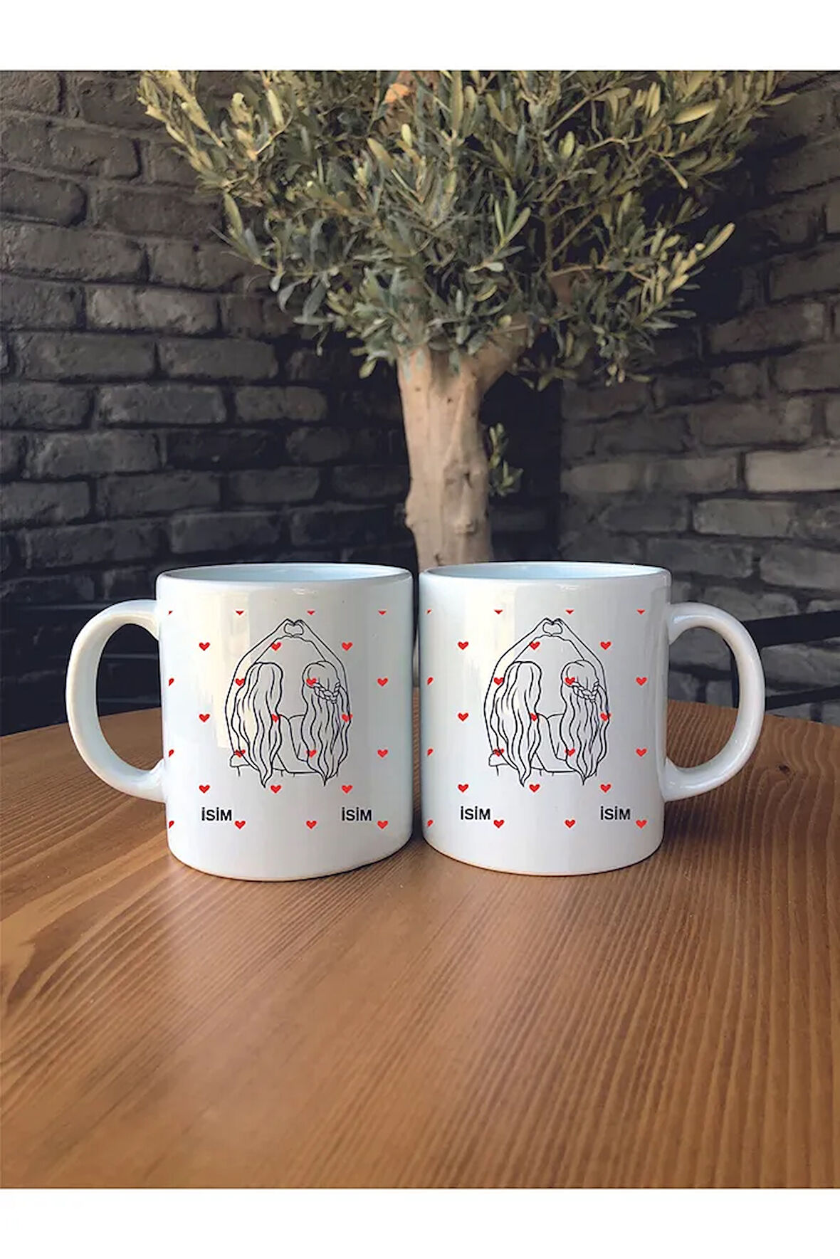 Best Friend Forever Kalp Baskılı Kişiye Özel Isim Yazılı En Yakın Arkadaş Seramik Kupa Bardak