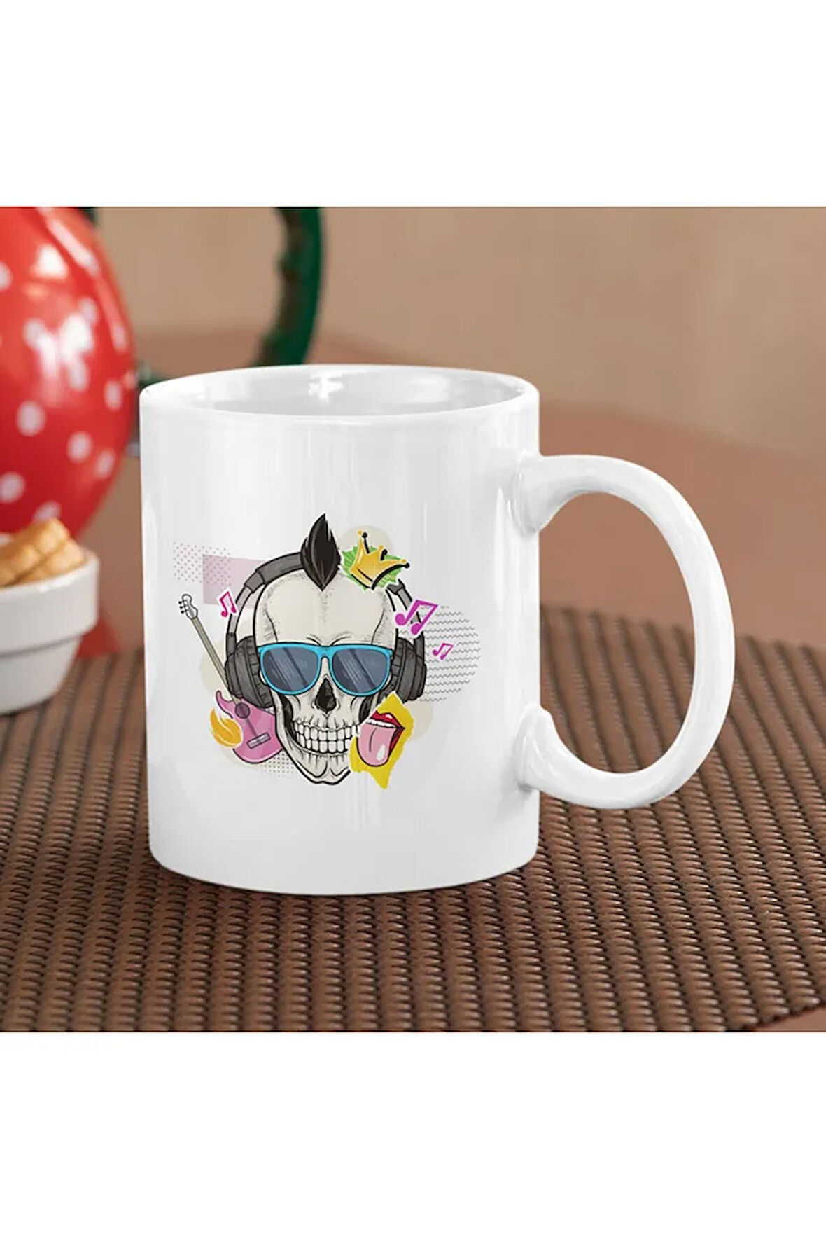 Müzik Dinleyen Kuru Kafa Özel Tasarım Baskılı Kupa Bardak