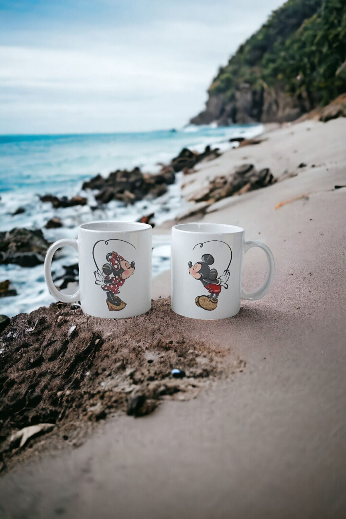 2'li Set Çift Taraflı Mickey & Minnie Premium Sevgili Tasarım Baskılı