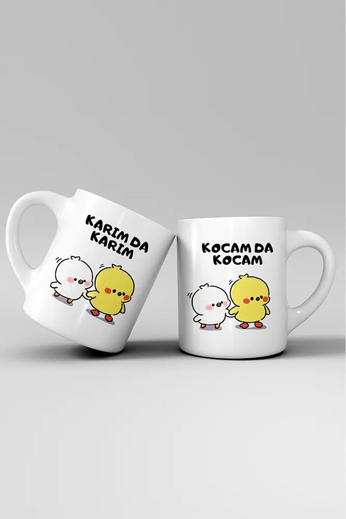 Kupa Bardak Seti - Karım ve Kocam yazılı 2 li kupa seti - Baskılı kupa bardak