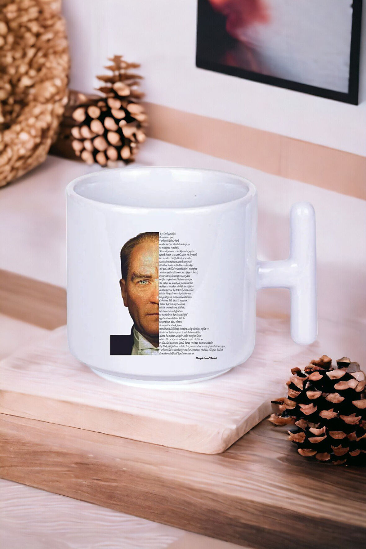 Atatürk Gençliğe Hitabe T Kulplu Latte Bardak