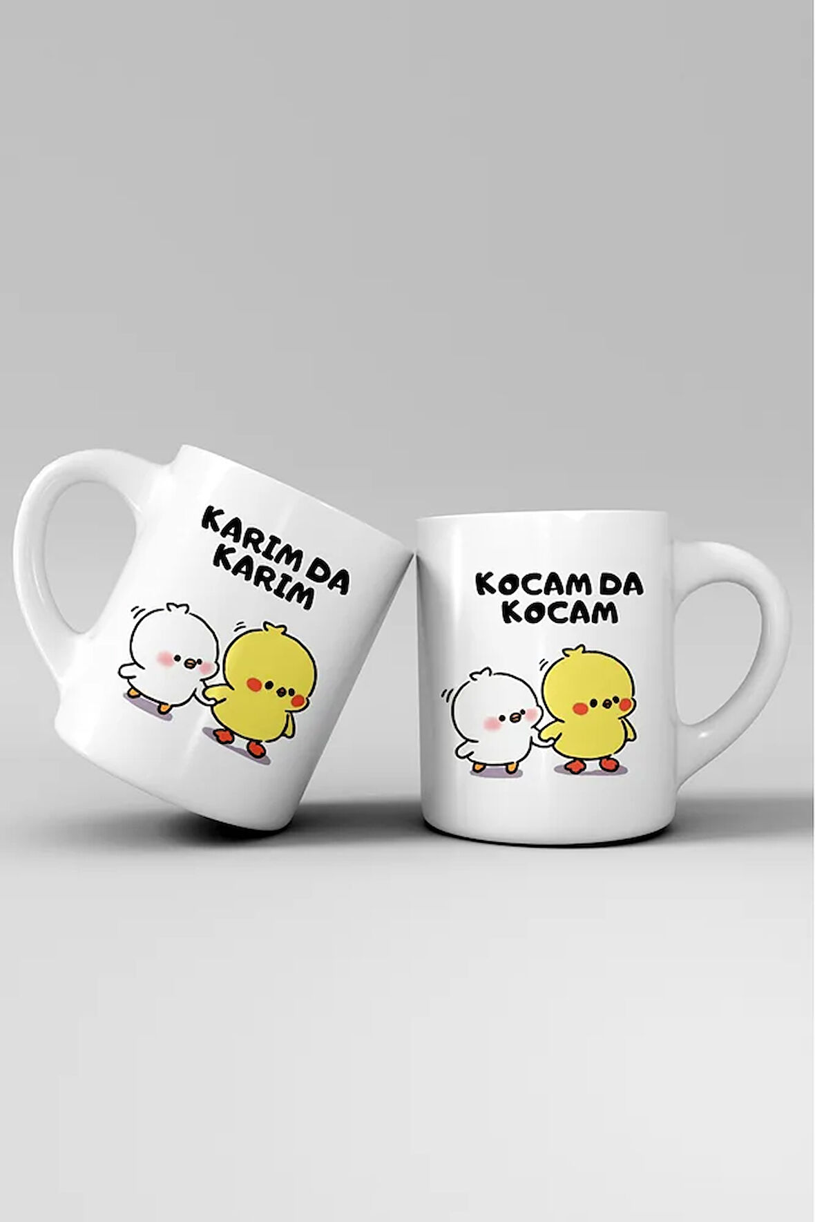 Kupa Bardak Seti - Karım ve Kocam yazılı 2 li kupa seti - Baskılı kupa bardak