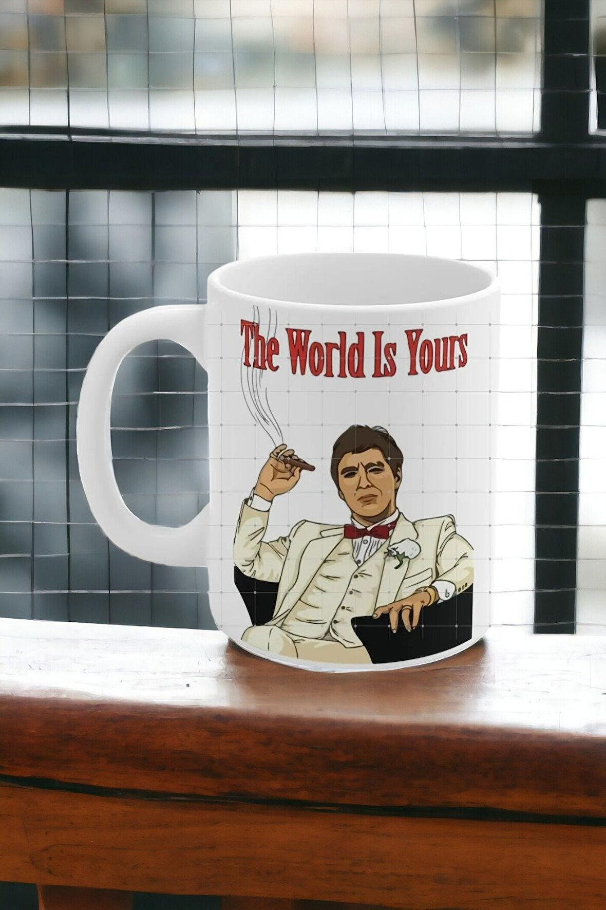 Hediyemi Scarface The World Is Yours Tony Montana Renkli Baskılı Tasarımlı Hediye Kahve Çay Kupa Bardak