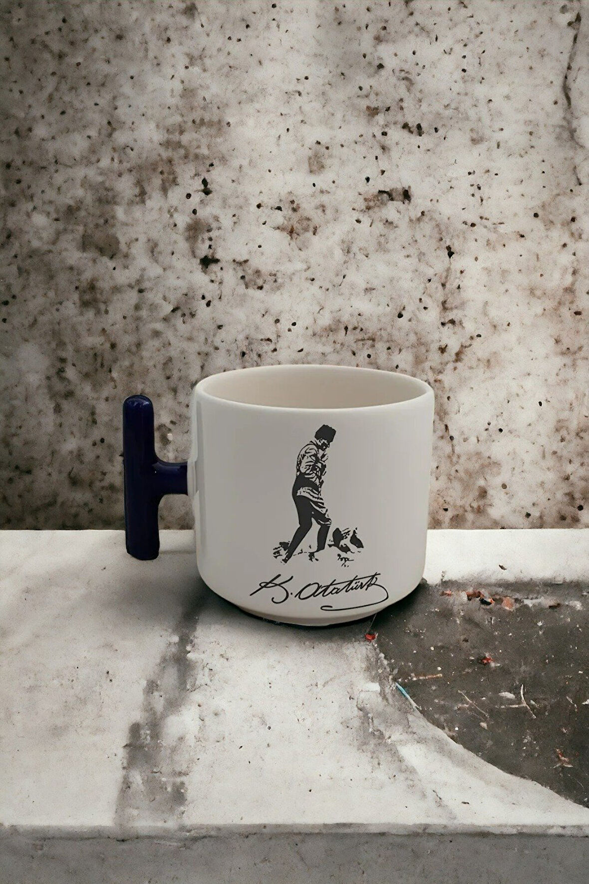 Hediyemi K. Atatürk Yazı Baskılı Latte & Espresso El Yapımı T Kulplu Kupa