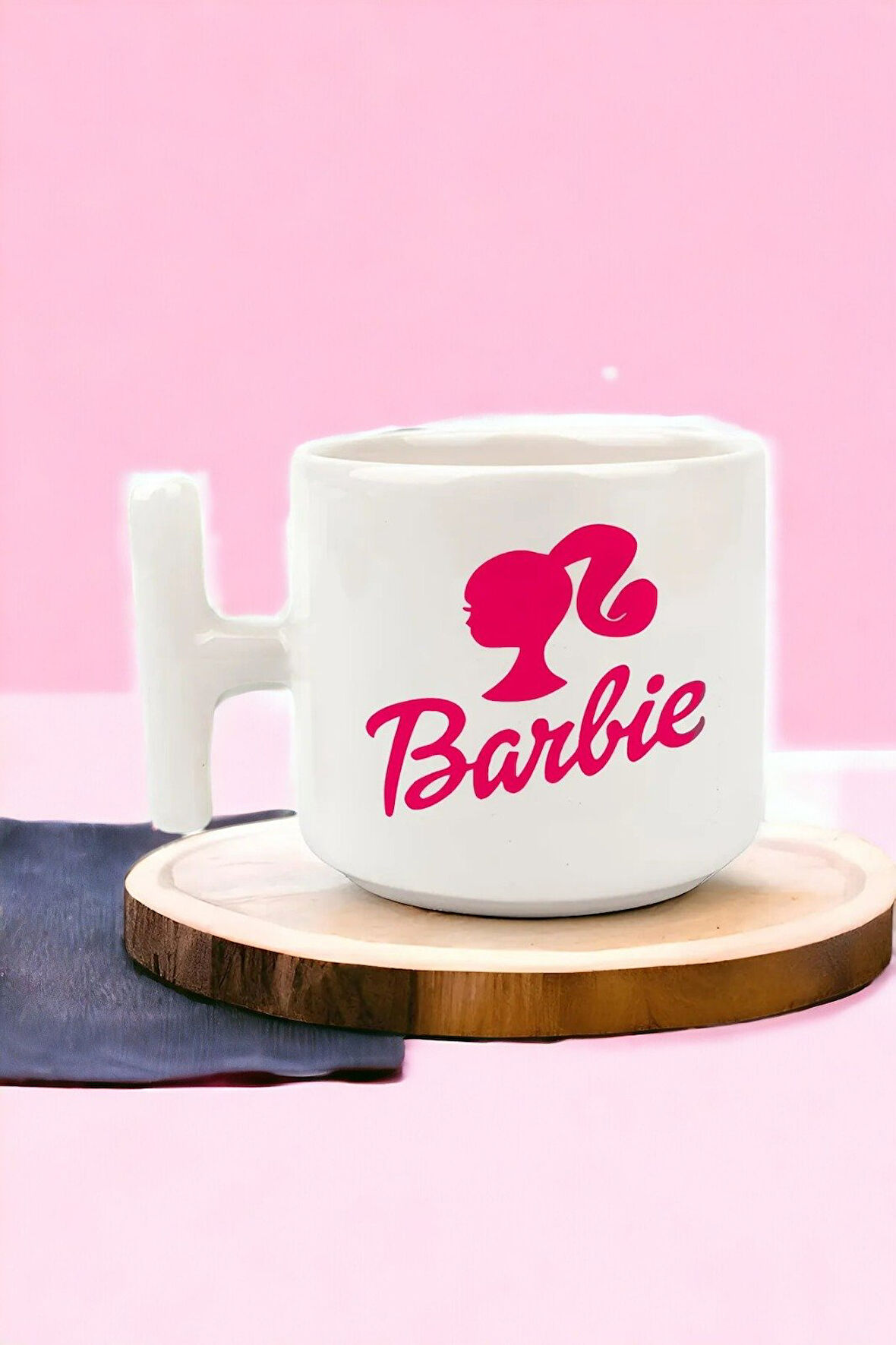 Hediyemi Barbie Baskılı Beyaz T Kupa Bardak, T Kulp Bardak