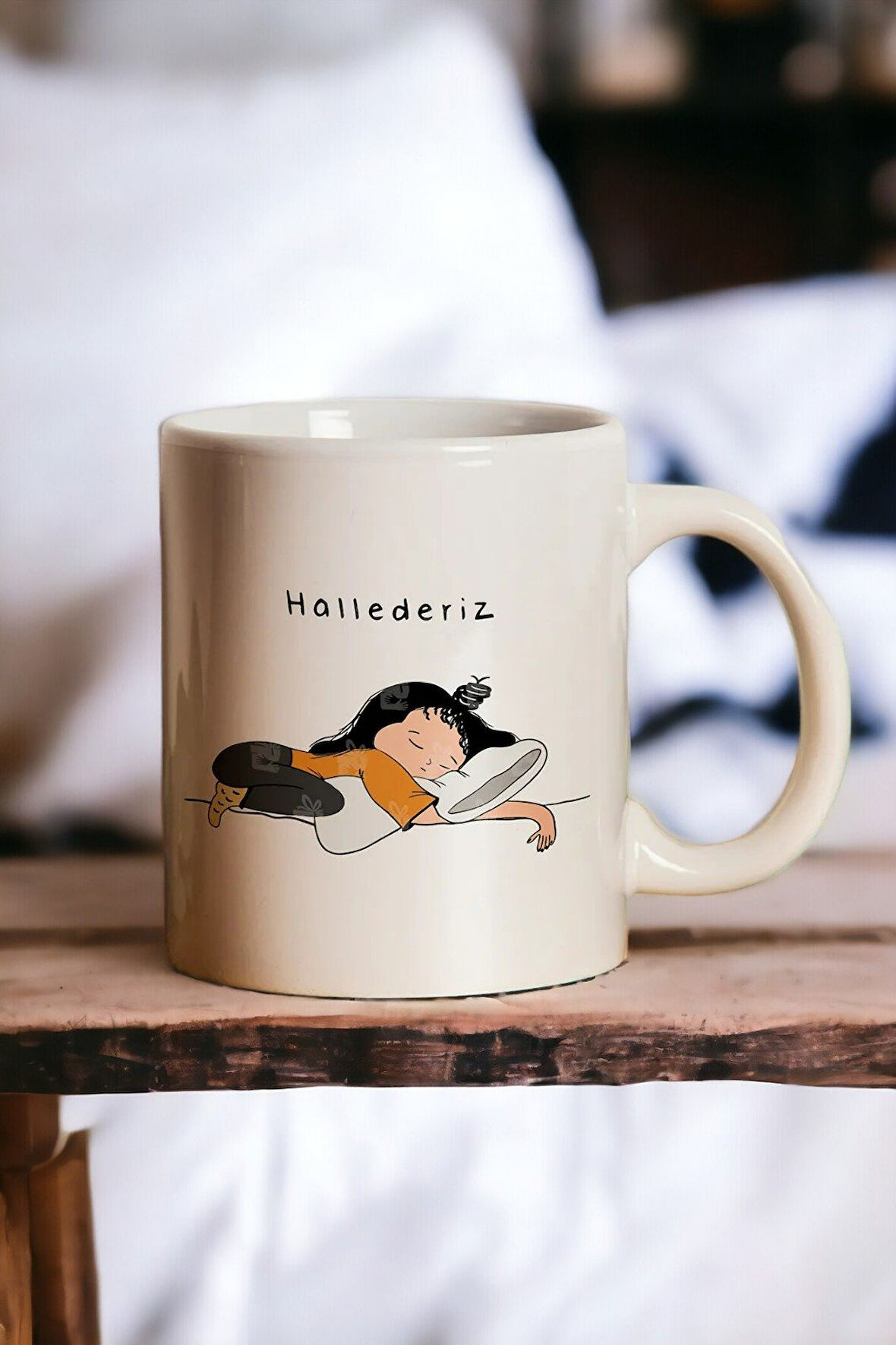 Hediyemi "hallederlz (UYUYOR)" Baskılı Kupa Bardak - Sevgililer Günü Hediye