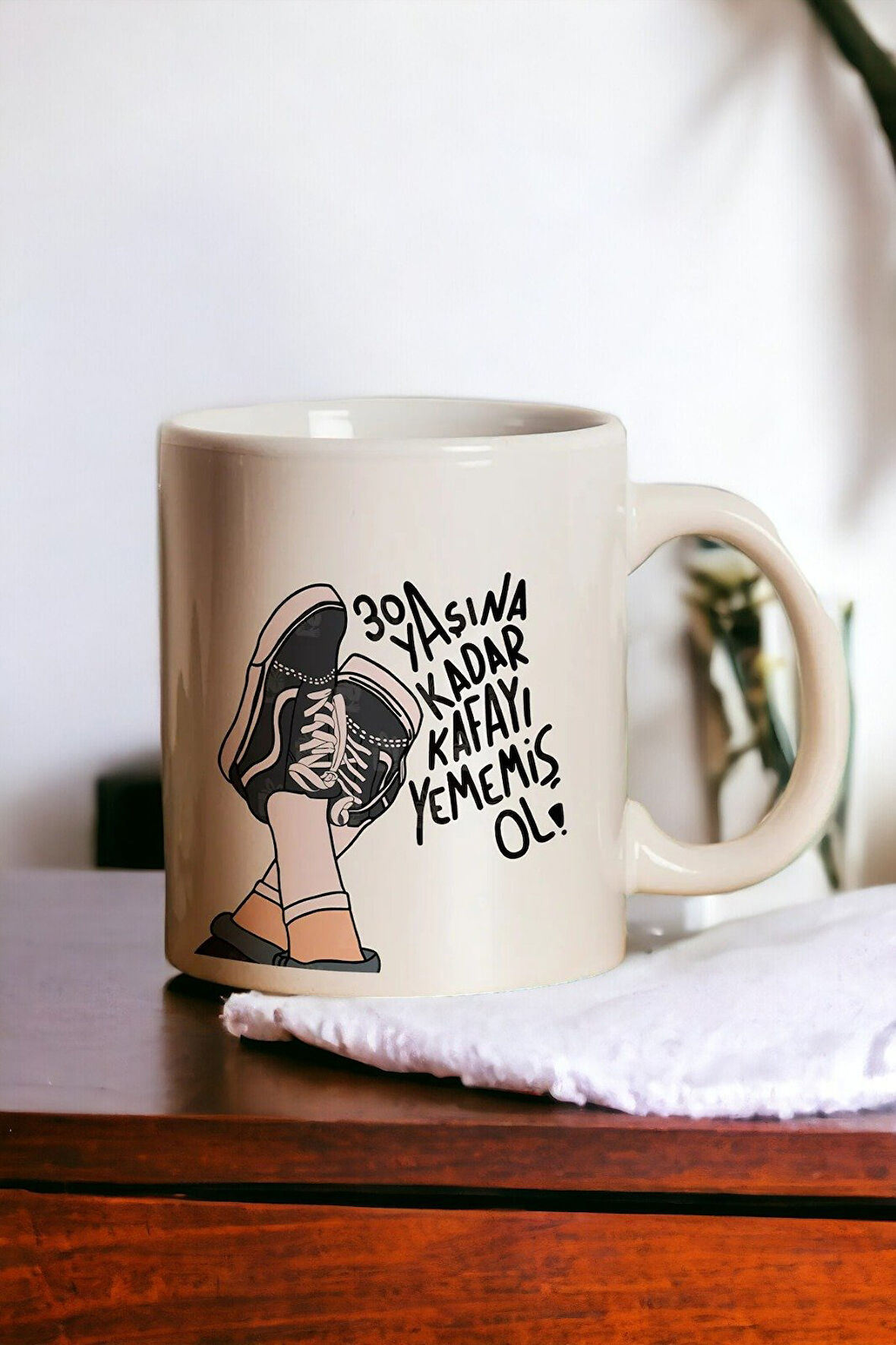 Hediyemi "30 Yaşına Kadar Kafayı Yememiş Ol" Baskılı Kupa Bardak - Sevgililer Günü Hediy