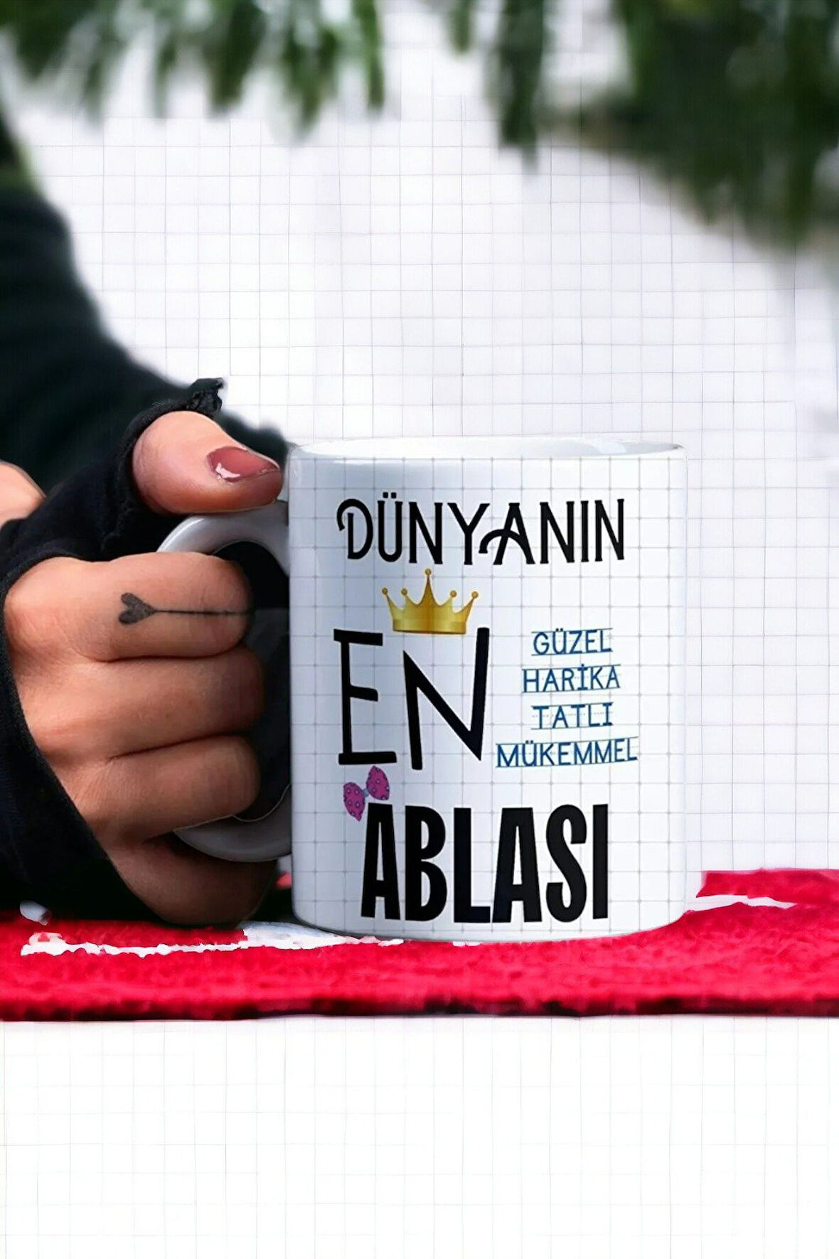 Hediyemi Abla Temalı Yazılı Özel Tasarım Baskılı Kupa Bardak Doğum Günü Hediye