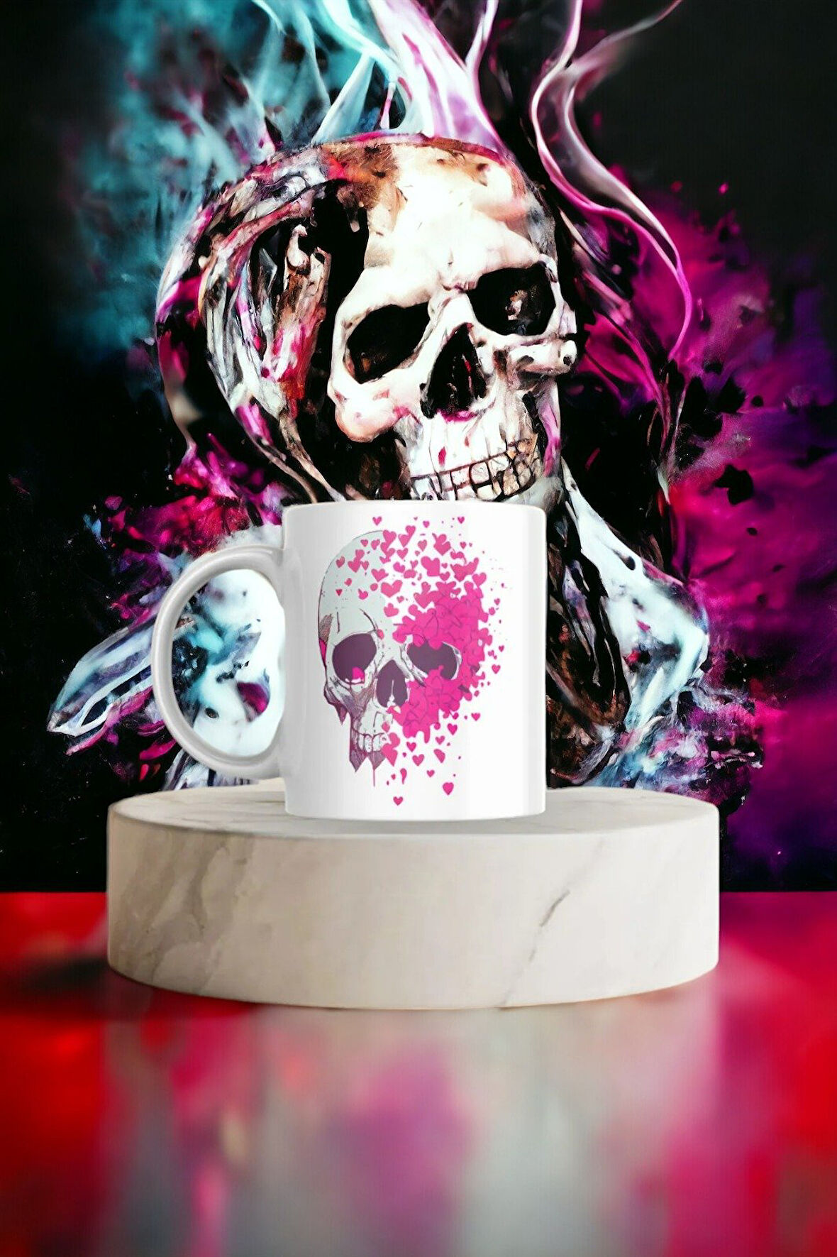 Hediyemi Kalpli Kuru Kafa Baskılı Hediyelik Kupa Bardak