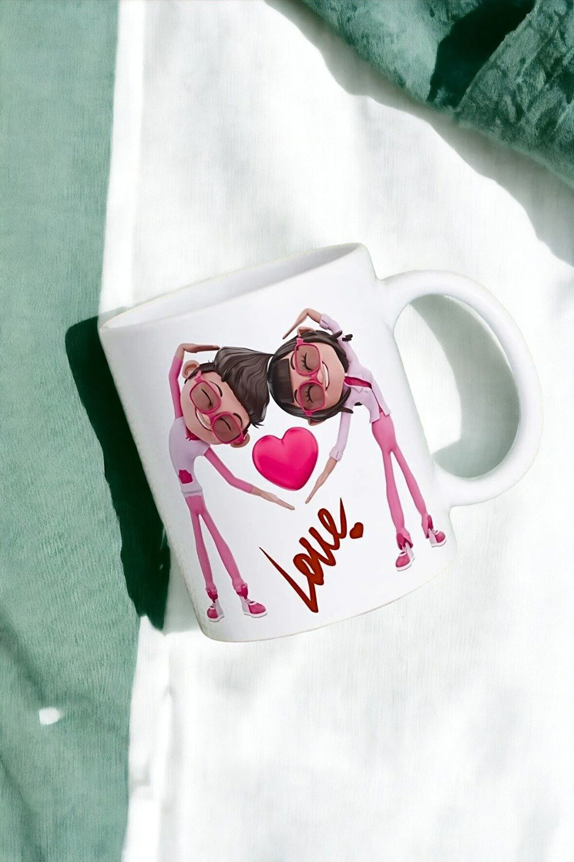 Hediyemi Mutlu Çiftler Love Baskılı Hediye Kupa Bardak Porselen Çay Kahve Fincanı