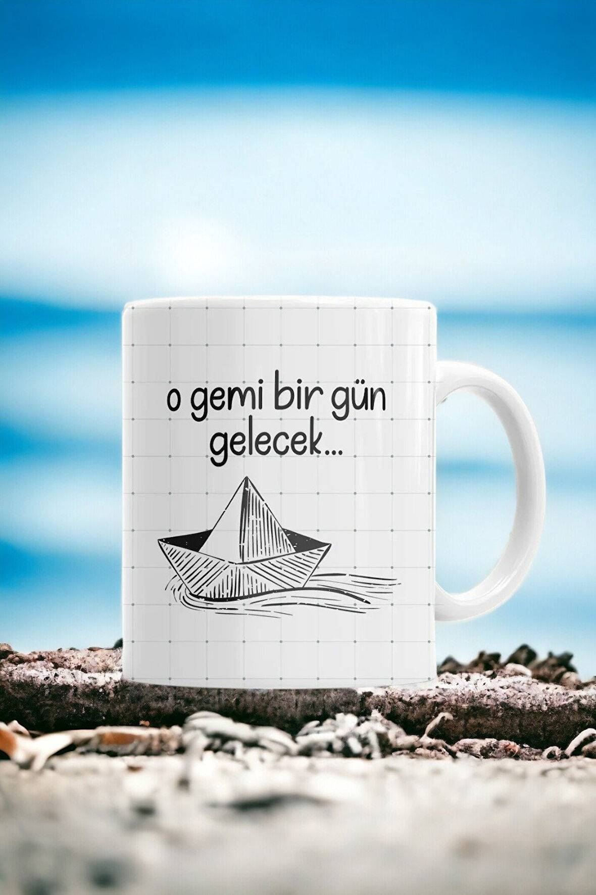 Hediyemi O Gemi Bir Gün Gelecek Baskılı Kupa Bardak