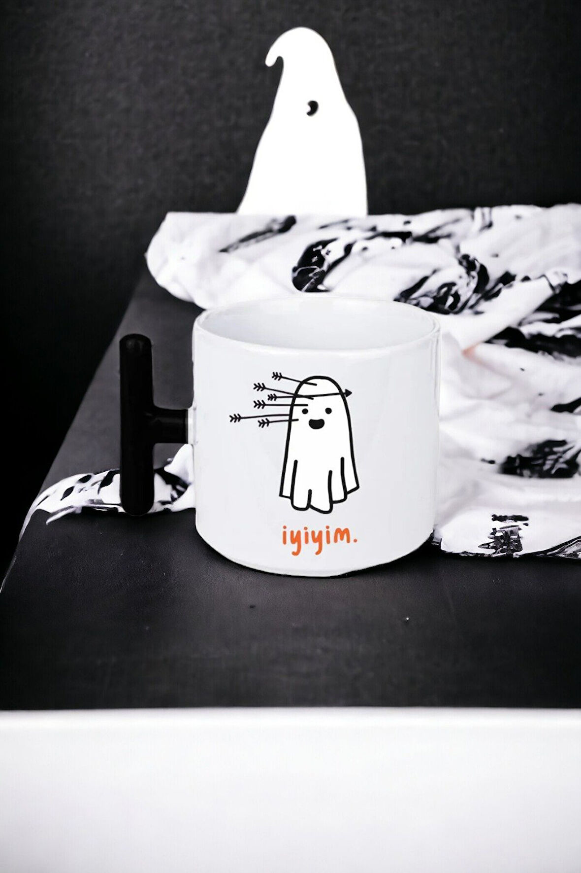 Hediyemi baskılı siyah T kupa kupa bardak