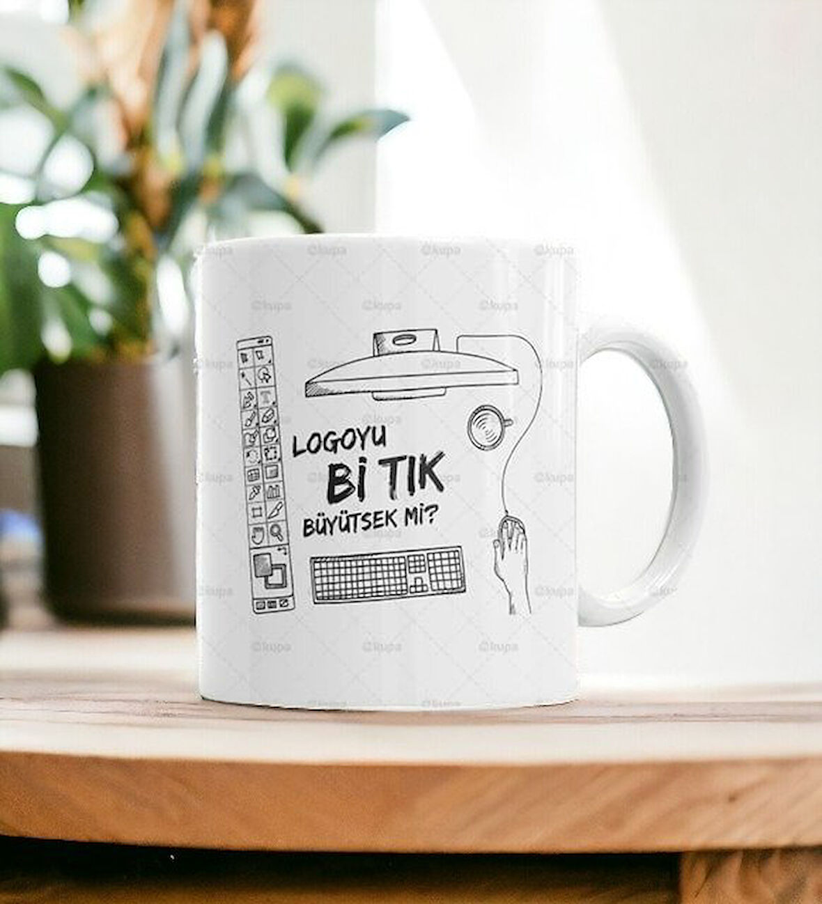 Hediyemi Logoyu Bi Tık Büyütsek Grafiker Kupa Bardak