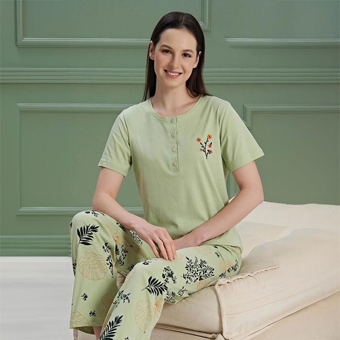 Over Sleep 977 Kadın Kısa Kol Pijama Takım