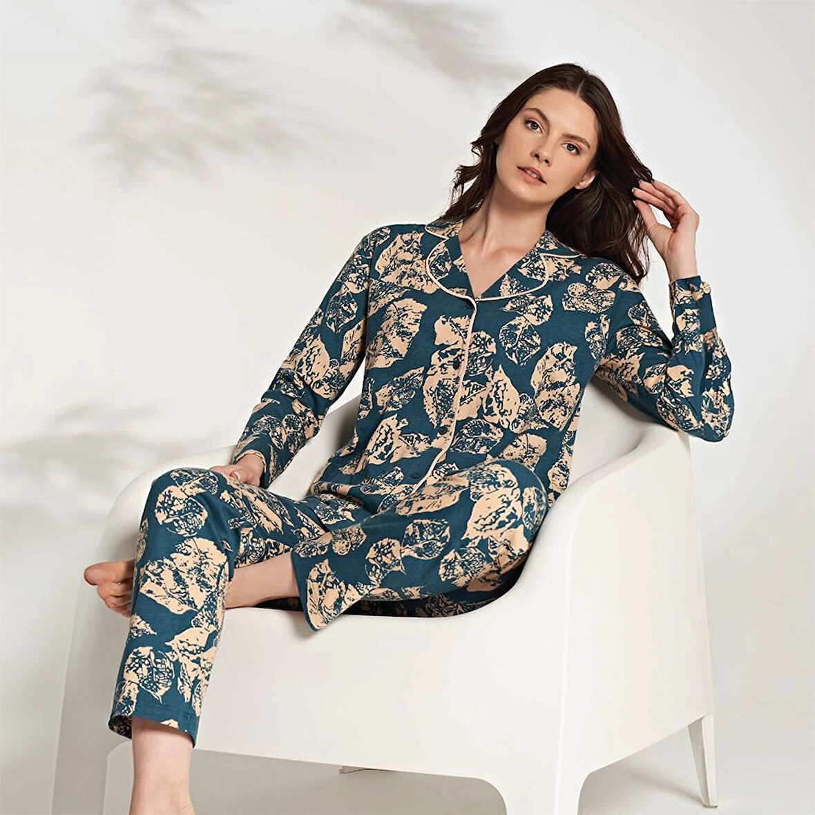 Miss Klein 1200 Kadın Kışlık Boydan Düğmeli Büyük Beden Pijama Takımı