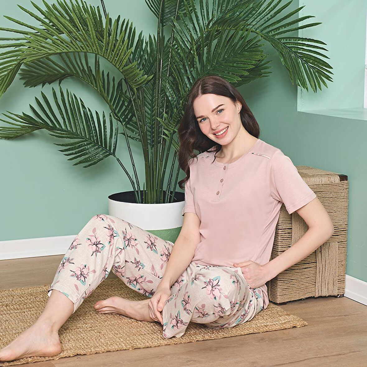 Over Sleep 1822 Kadın Kısa Kol Modal  Yazlık Pijama Takım
