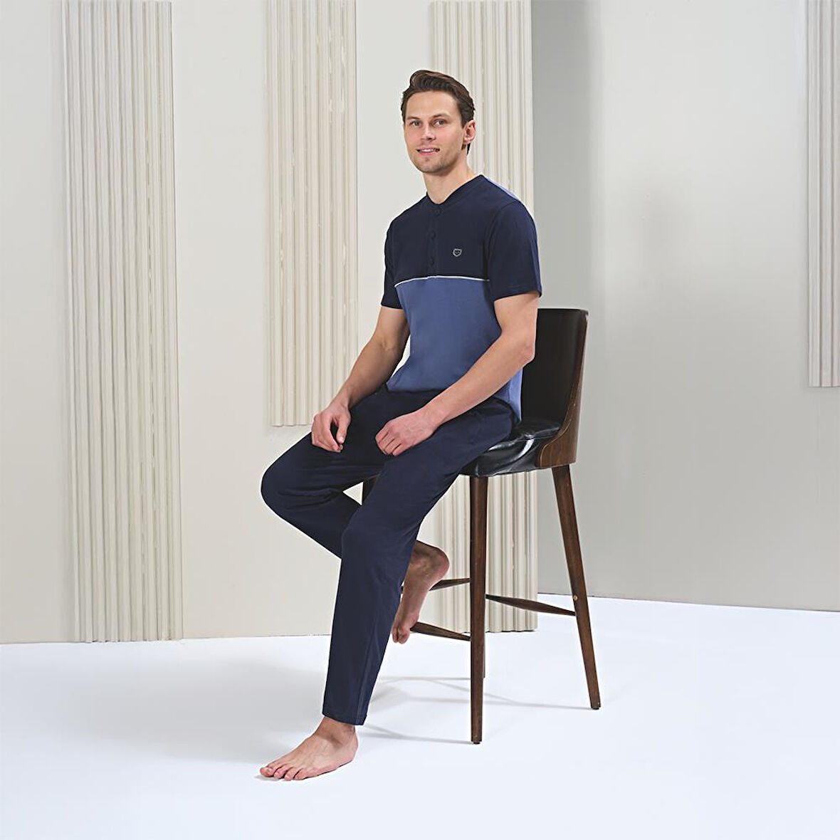 Over Sleep 1721 Erkek Süprem Uzun Kol Dört Mevsim Pijama Takım