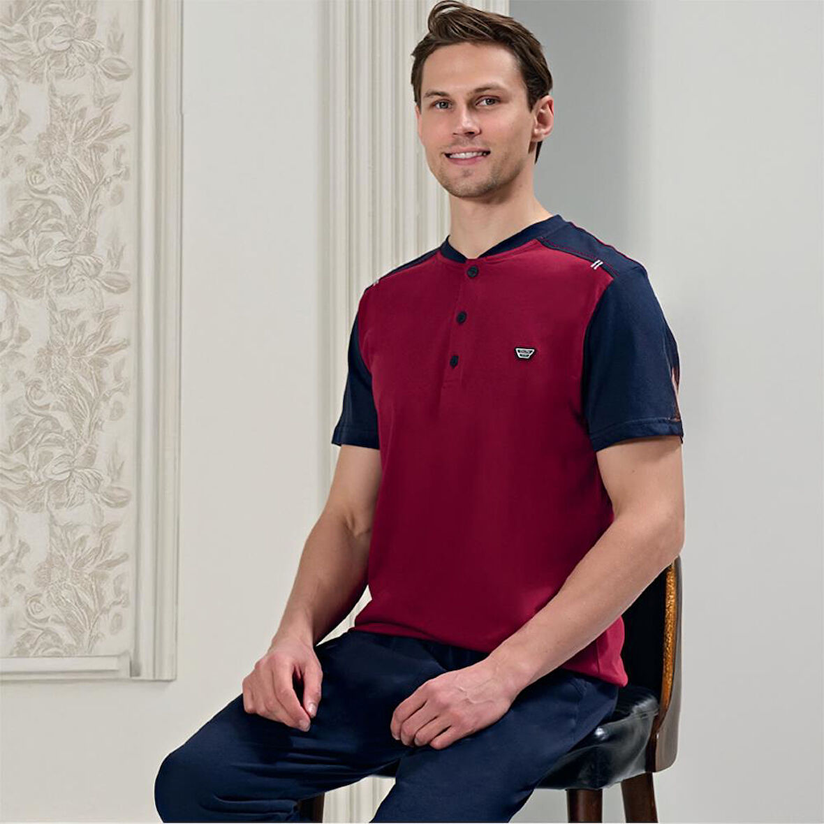 Over Sleep 1713 Erkek Kısa Kol Uzun Alt Yazlık Pijama Takım