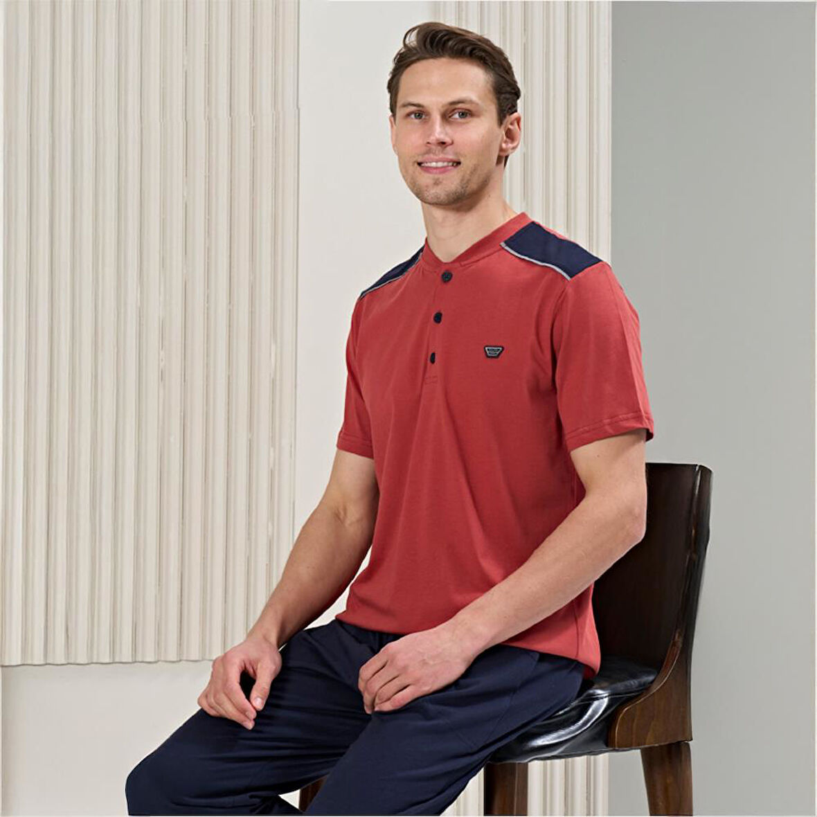 Over Sleep 1719 Erkek Kısa Kol Uzun Alt Yazlık Pijama Takım