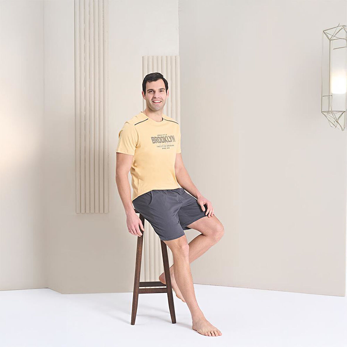 Over Sleep 1789 Erkek Yazlık Şortlu Kısa Kol Pijama Takım